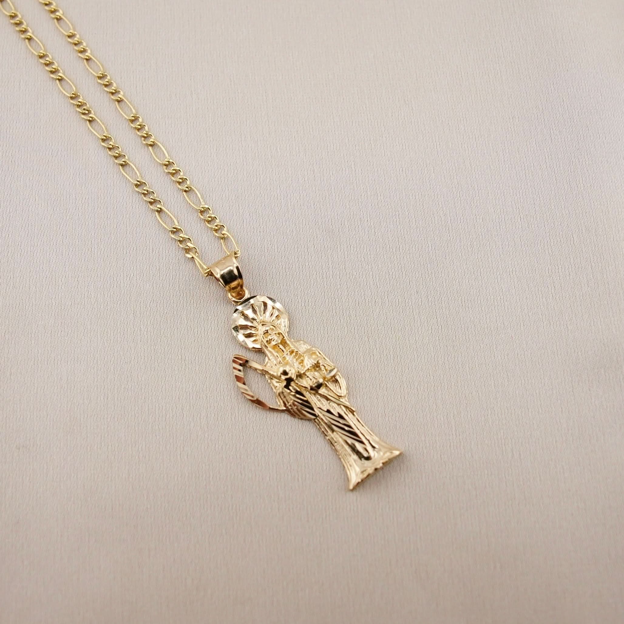 14k Gold Small Santa Muerte Chain Set