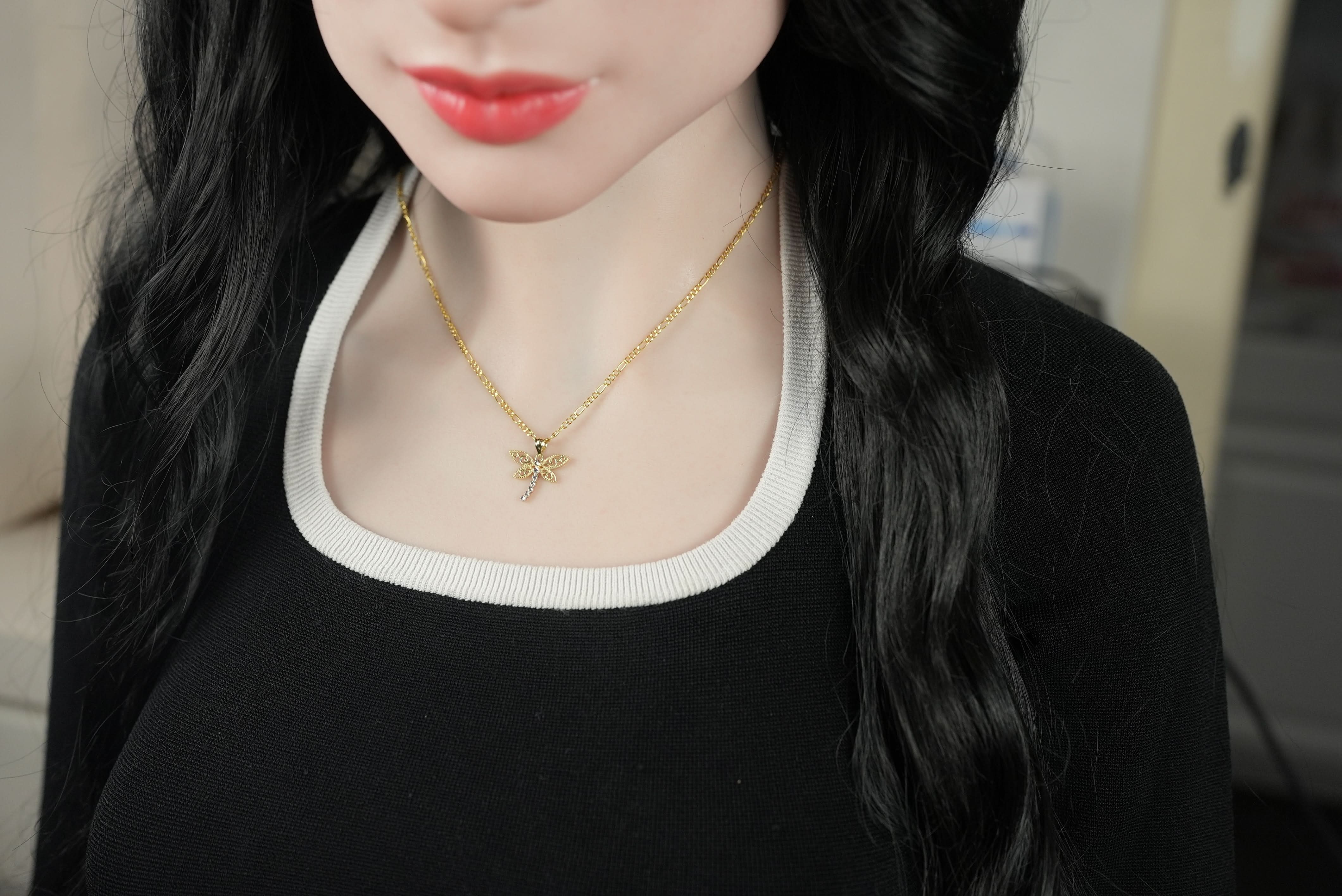 14k Gold Dragonfly Chain Set