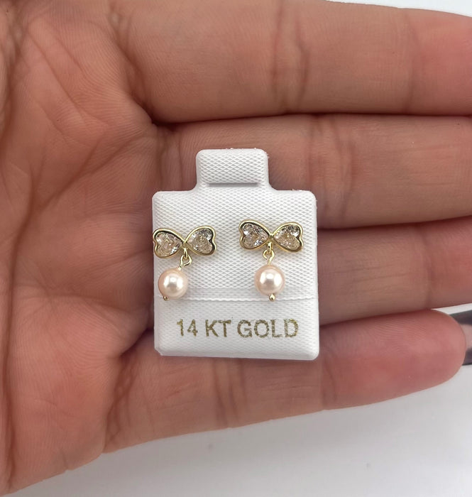 14K Gold Women’s Twin Heart Earrings