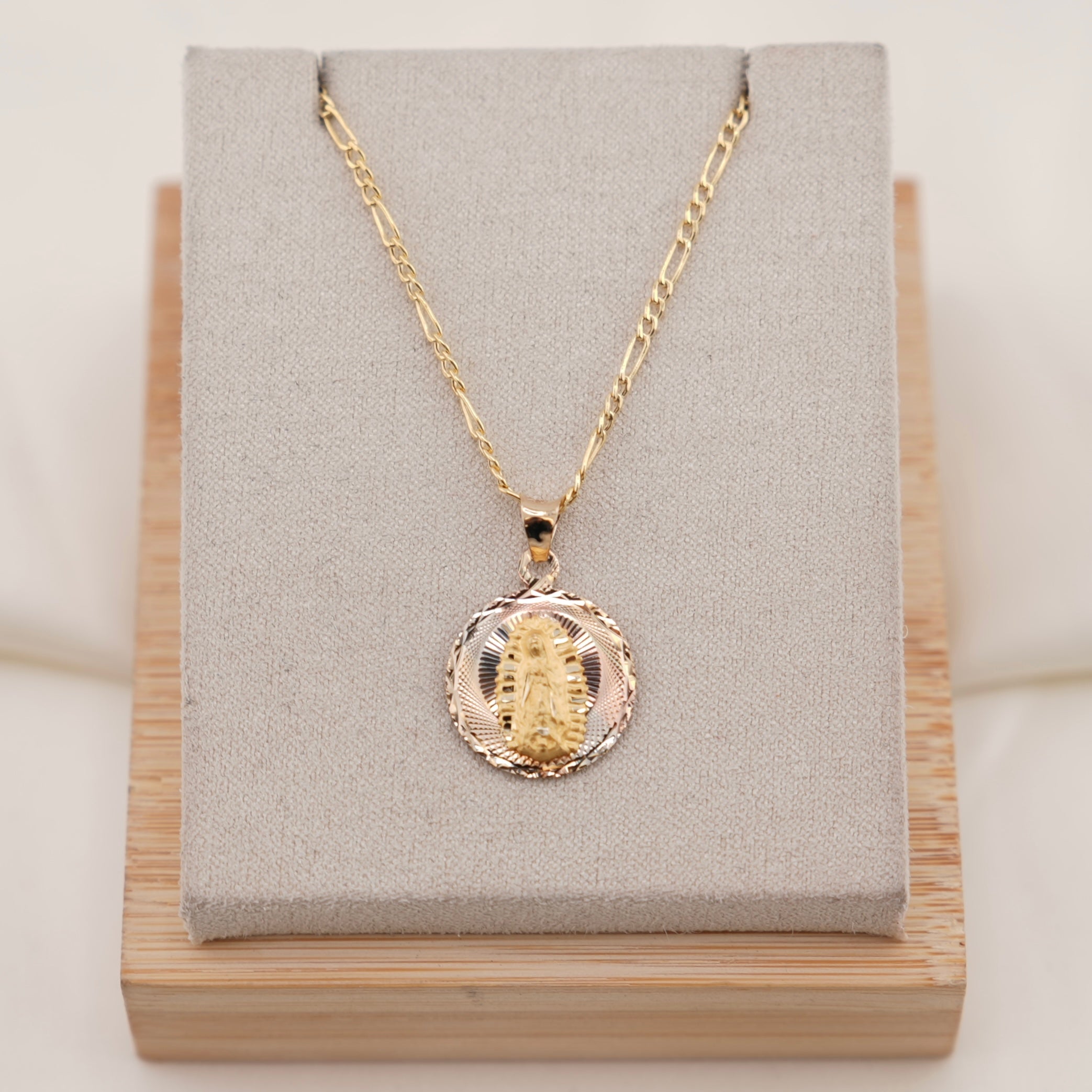 14k Gold Double Sided Virgencita/JesusChain Set