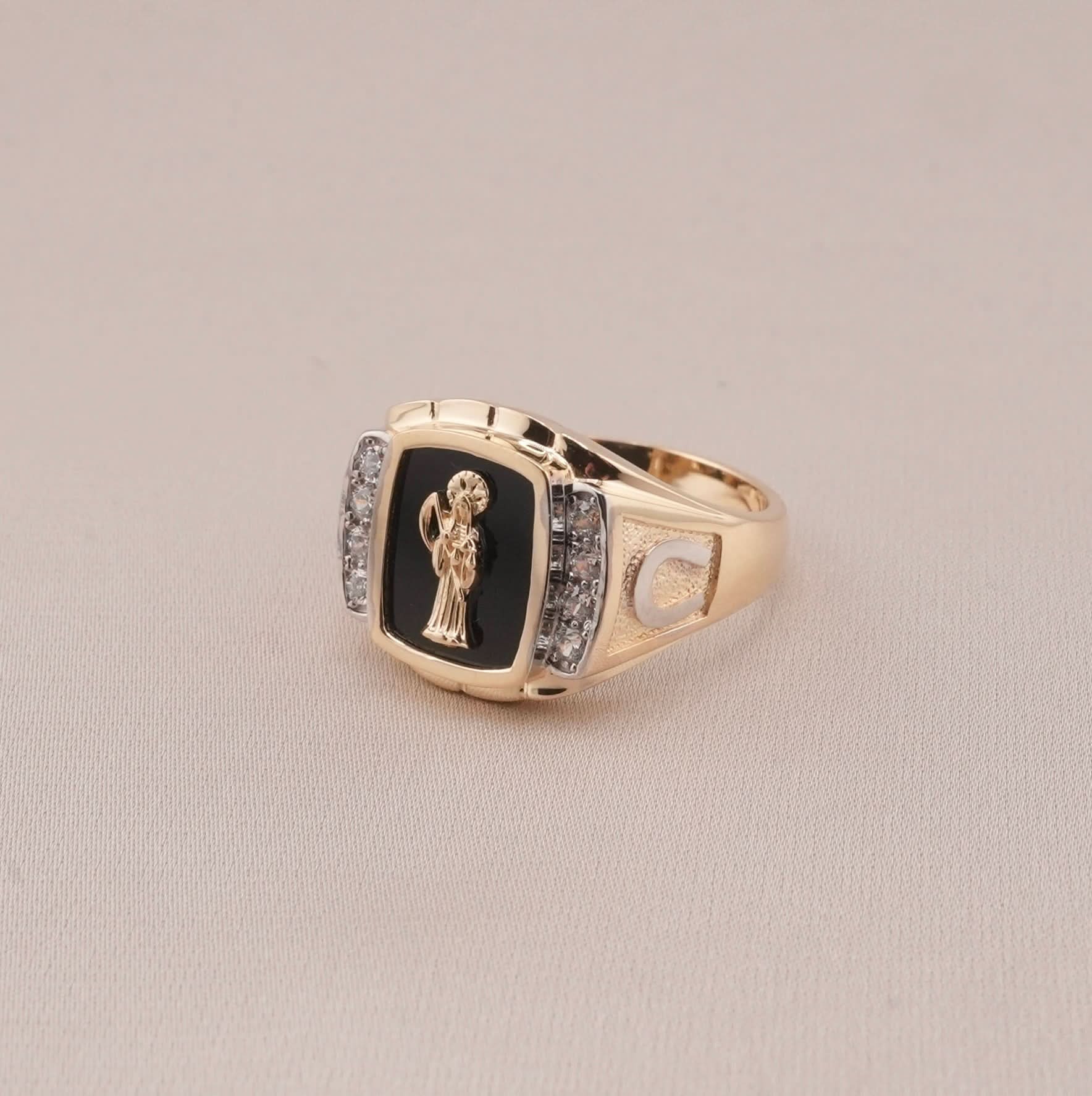 14K Gold Santa Muerte Men's Ring
