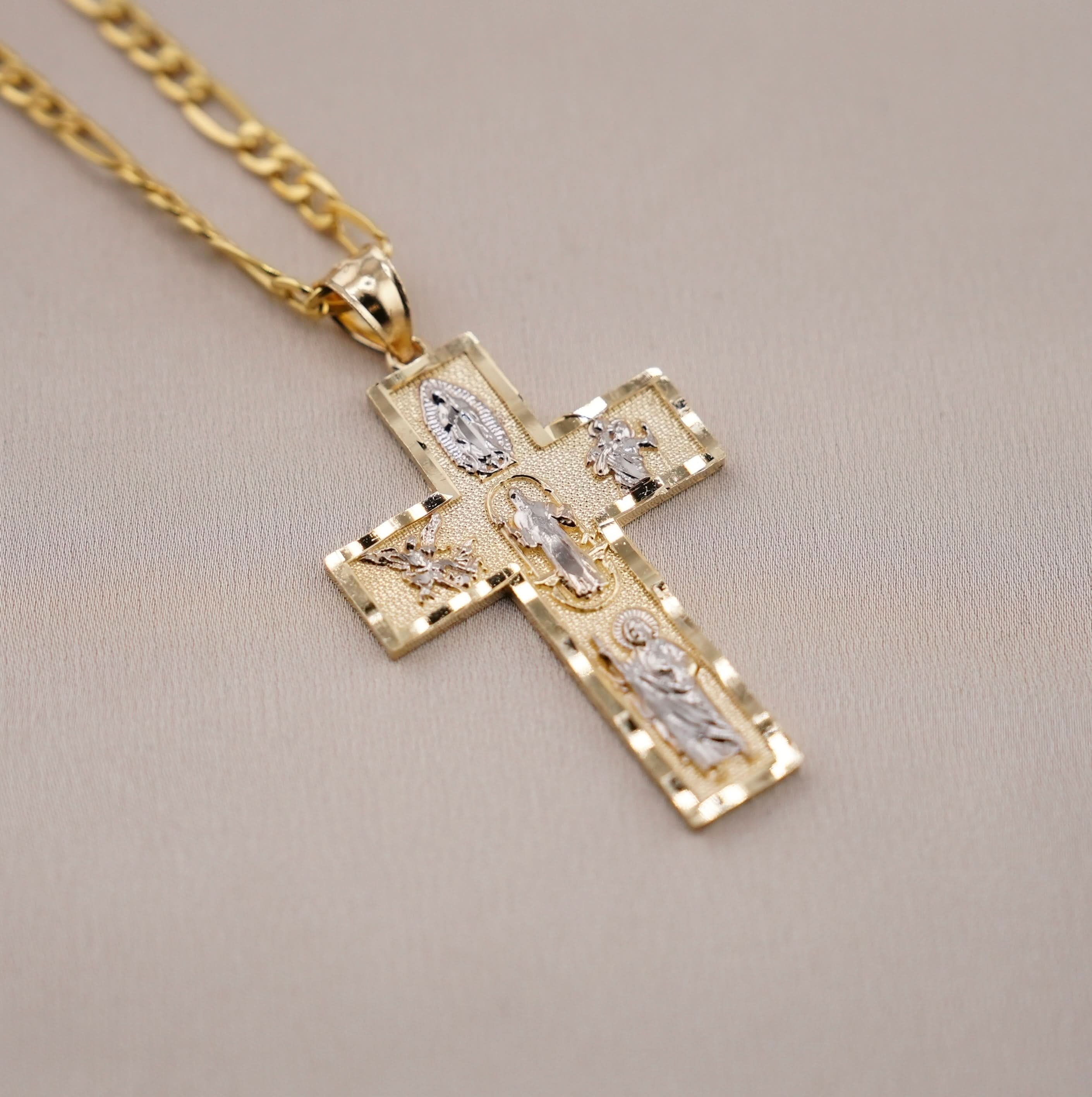 14k Gold Cross Chain Set