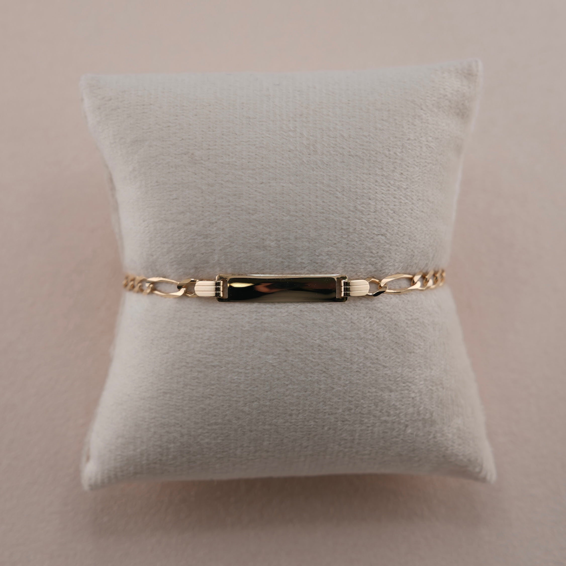 14k Gold Baby Solid Figaro ID Bracelet 3.9mm