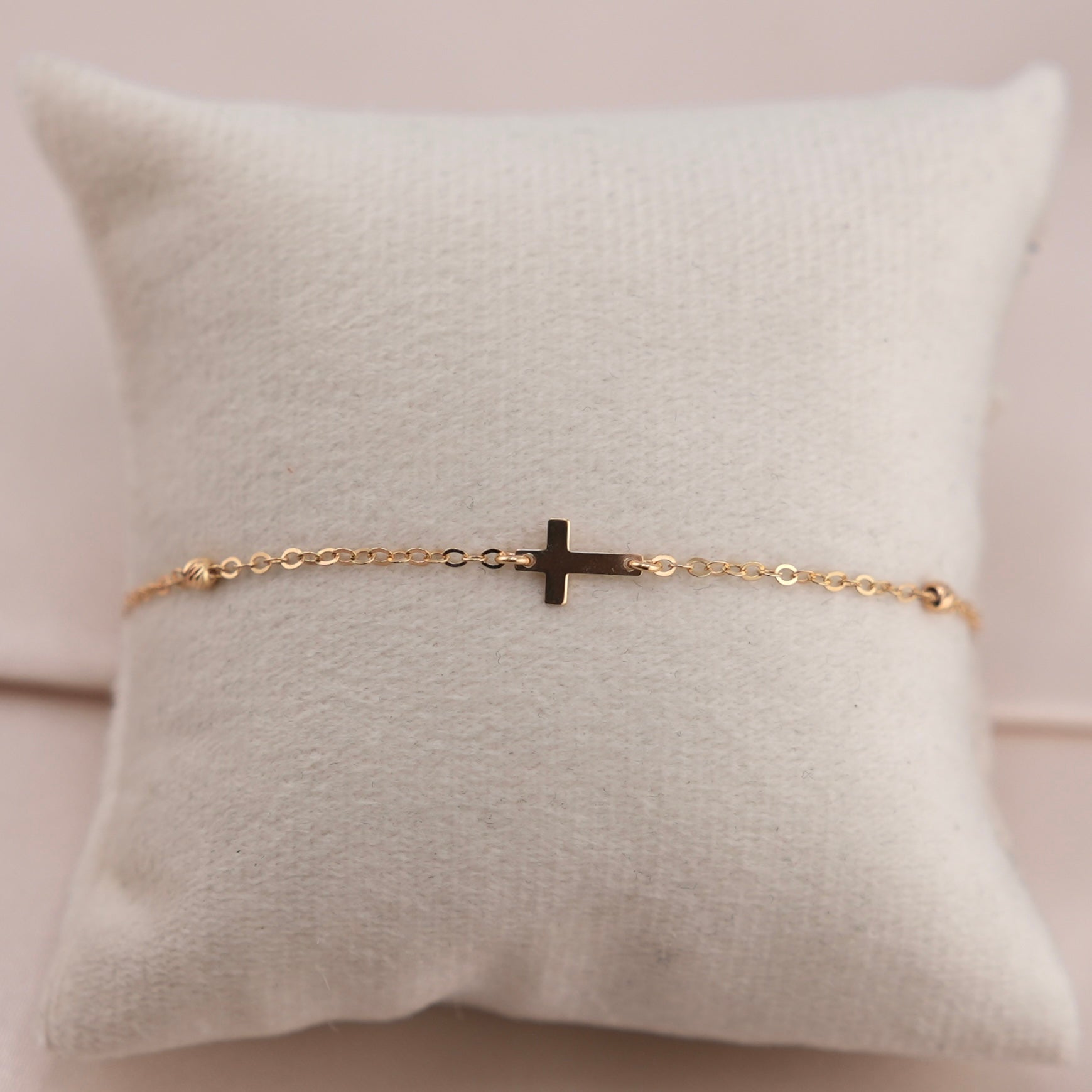 14k Gold Virgencita & Cross Bracelet