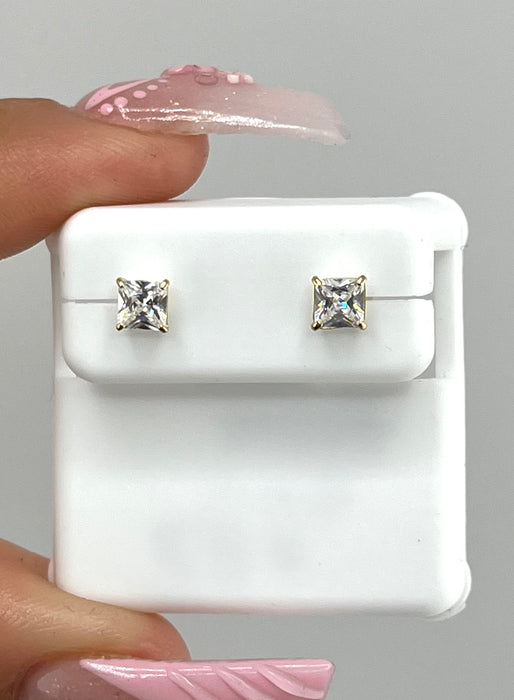 10k Square Earrings 4mm