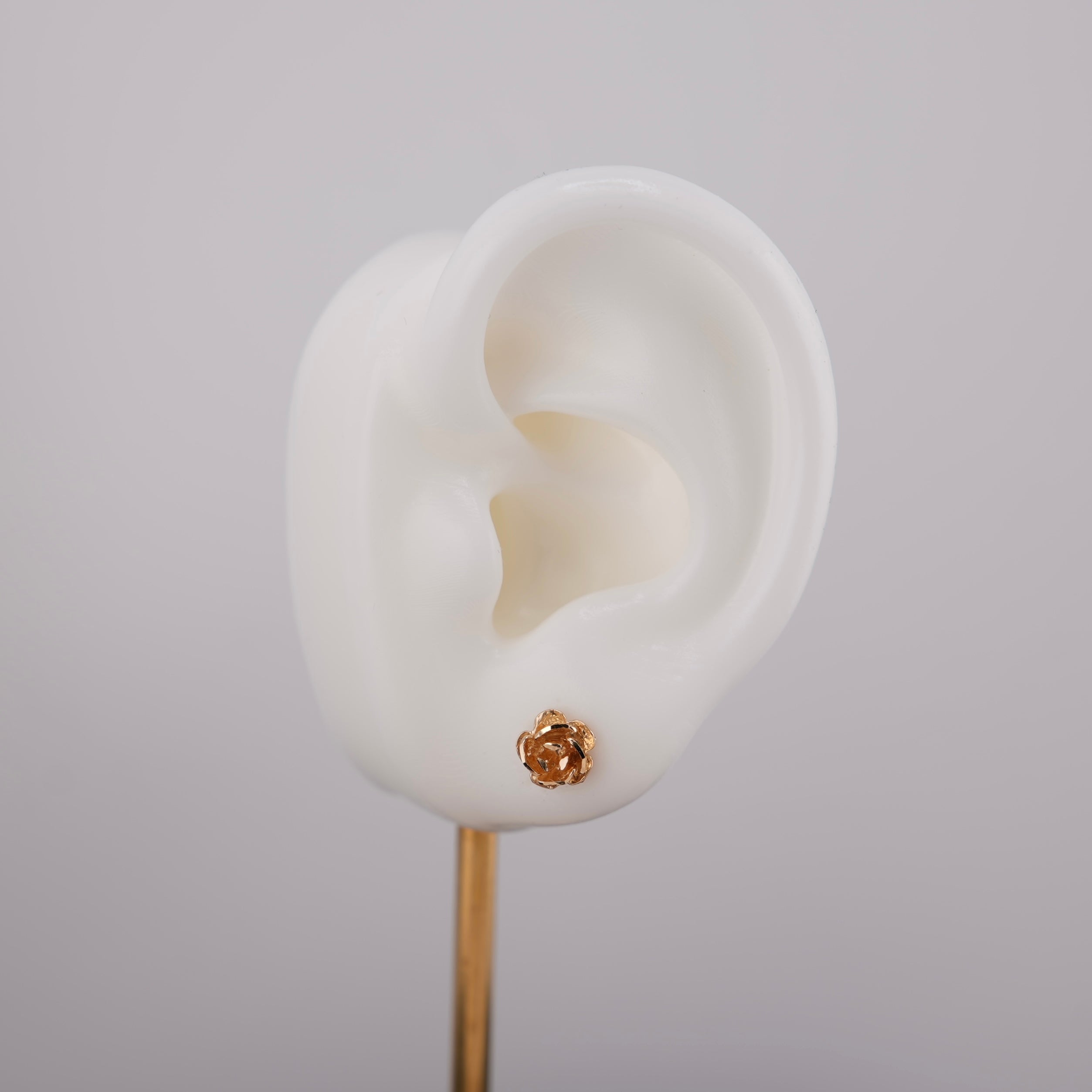 14k Gold Rose Earrings