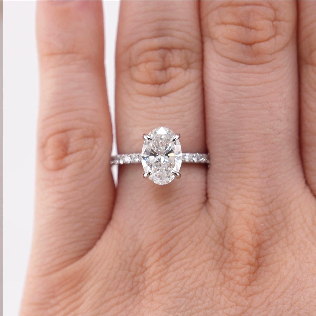 14k White Gold Oval Lab Diamond Ring 2.26ct