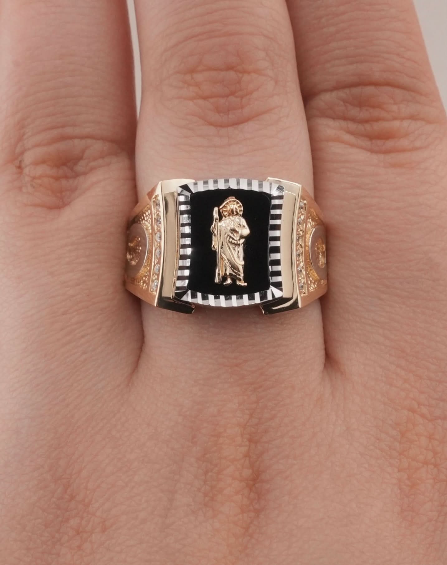 14K Gold San Judas Men's Ring