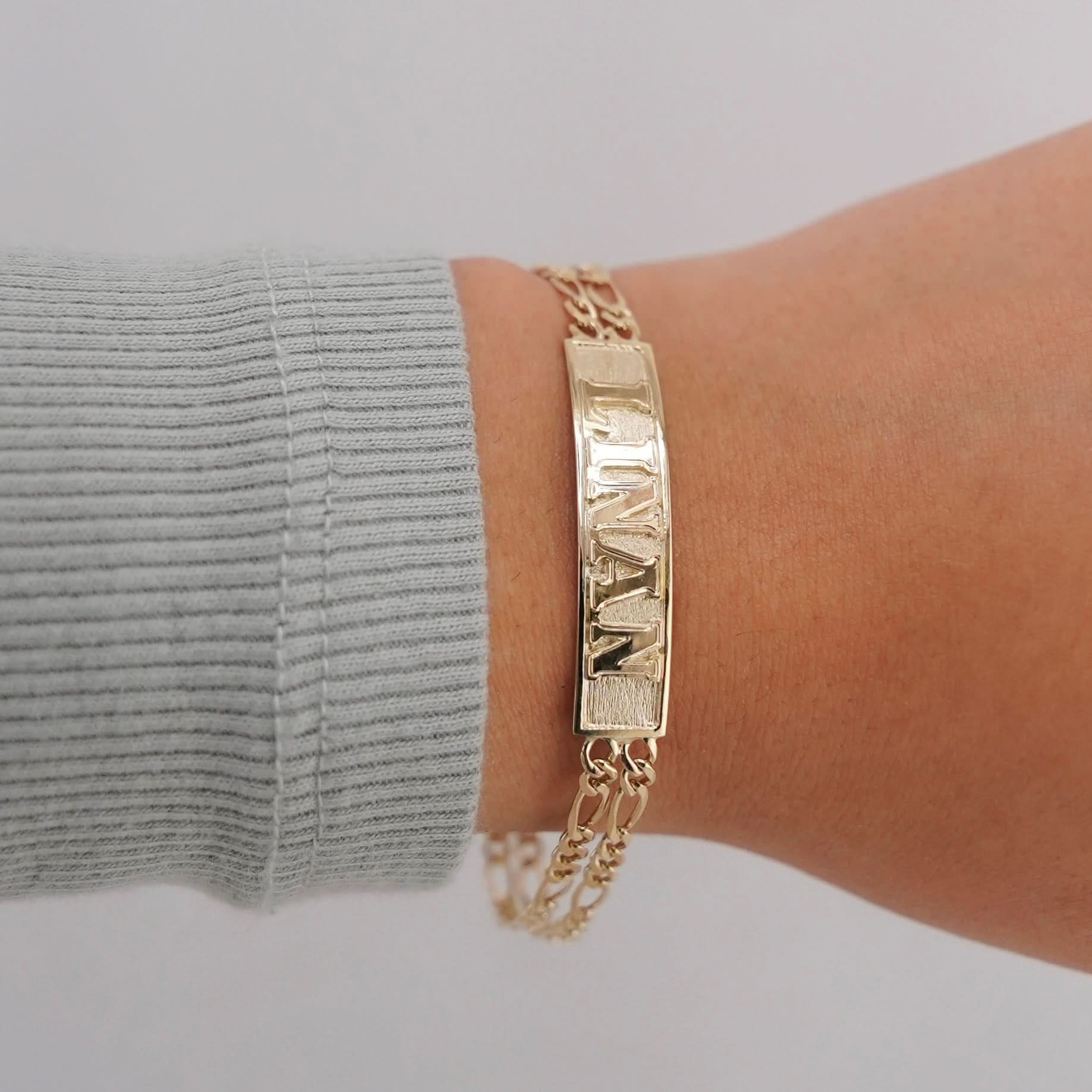 14k Gold Kid’s Custom Figaro ID Bracelet