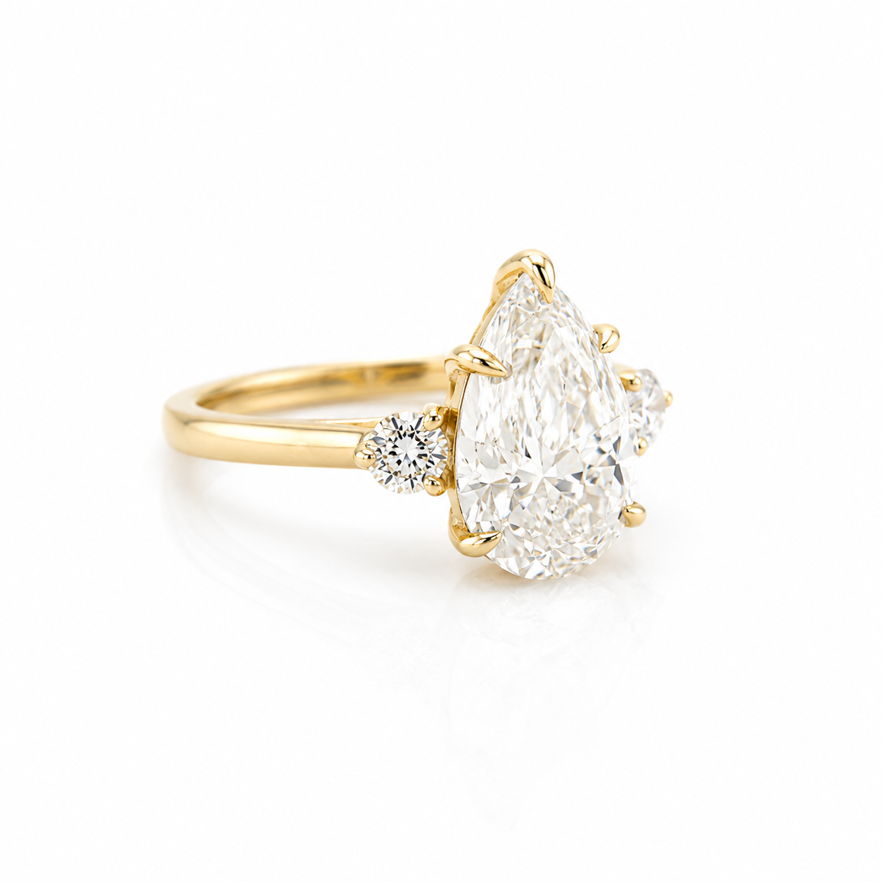 14k Gold Pear Lab Diamond Ring 3.09ct