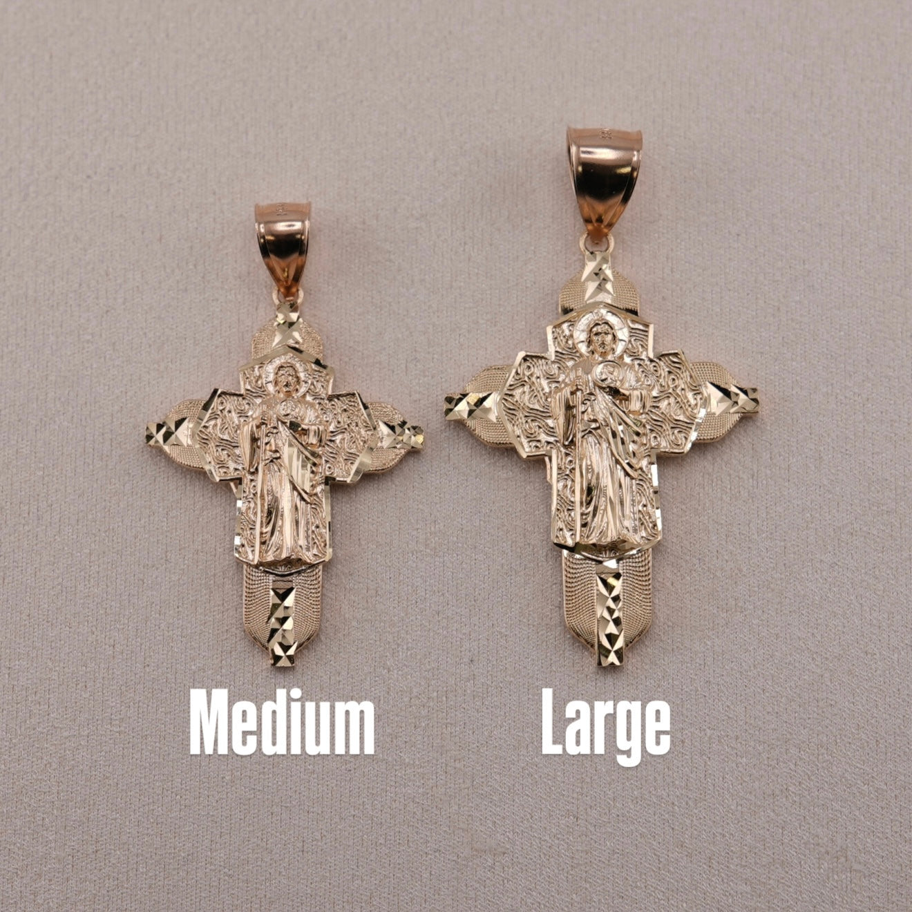14k Gold Medium San Judas Cross Pendant