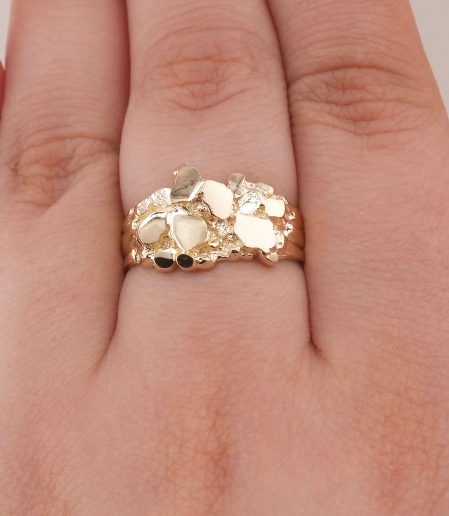 14K Gold Nugget Men's Ring