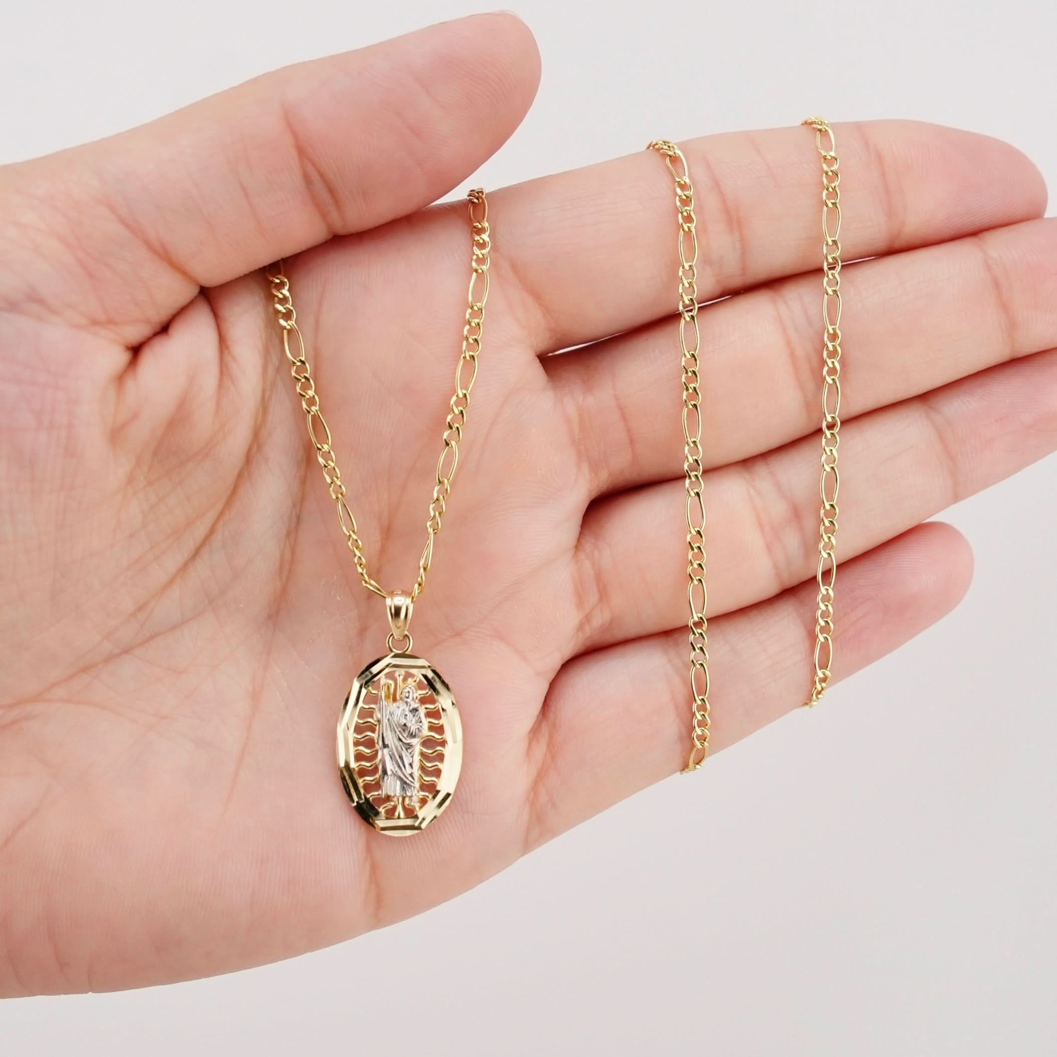 14k Gold San Judas Chain Set