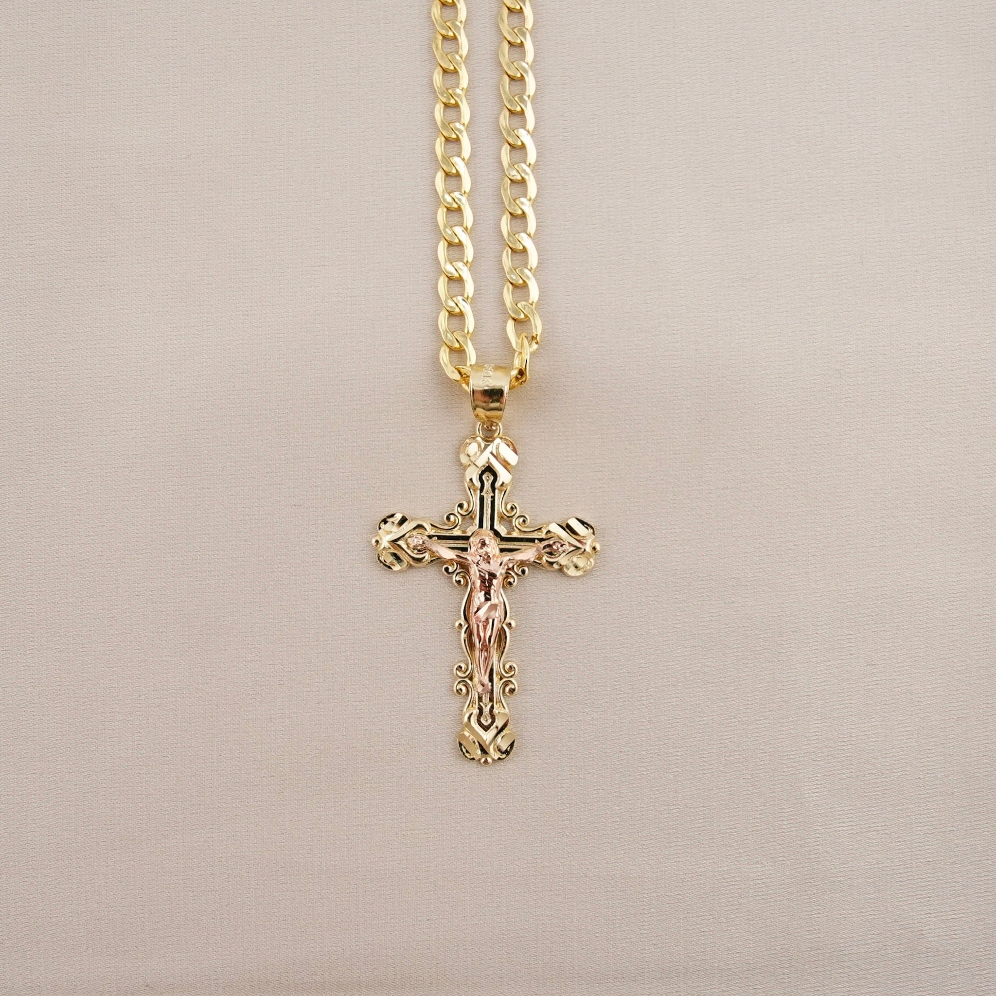 14k Gold Cross Chain Set
