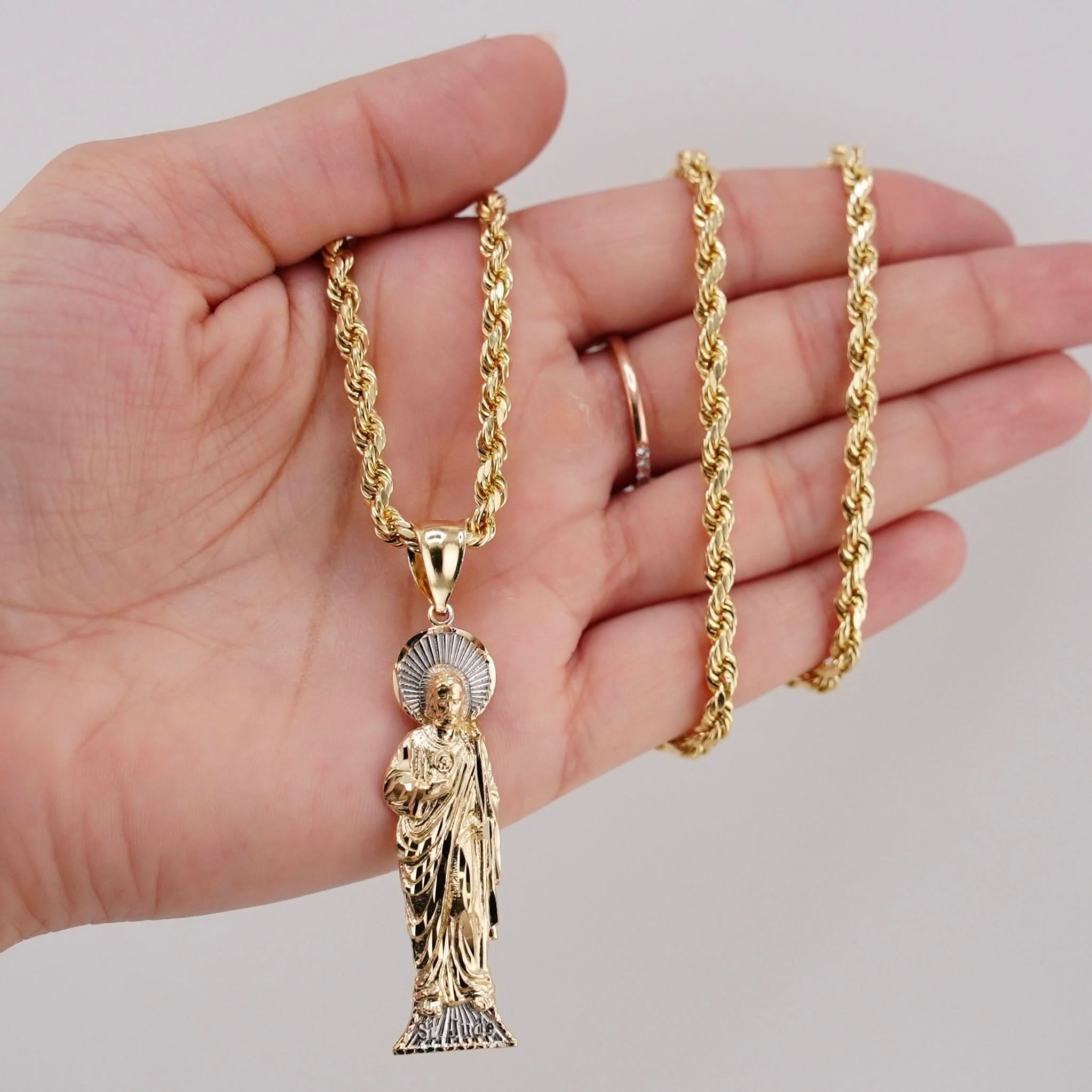14k Gold Large San Judas Chain Set