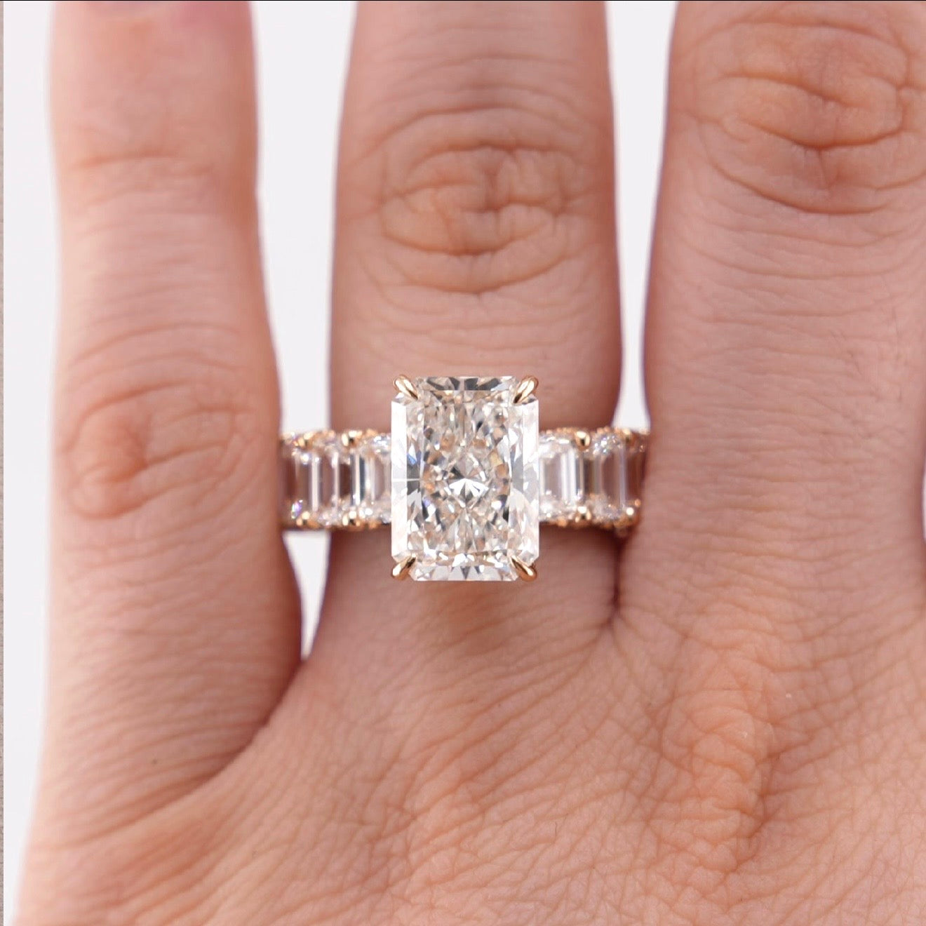 14k Gold Custom Radiant Lab Diamond Ring 5.32ct