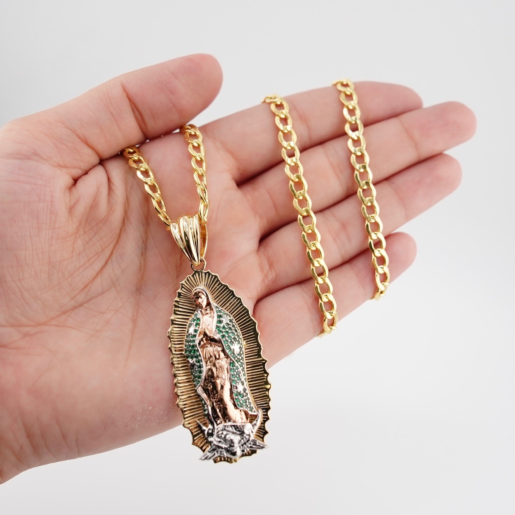 14k Gold XL Virgencita Chain Set