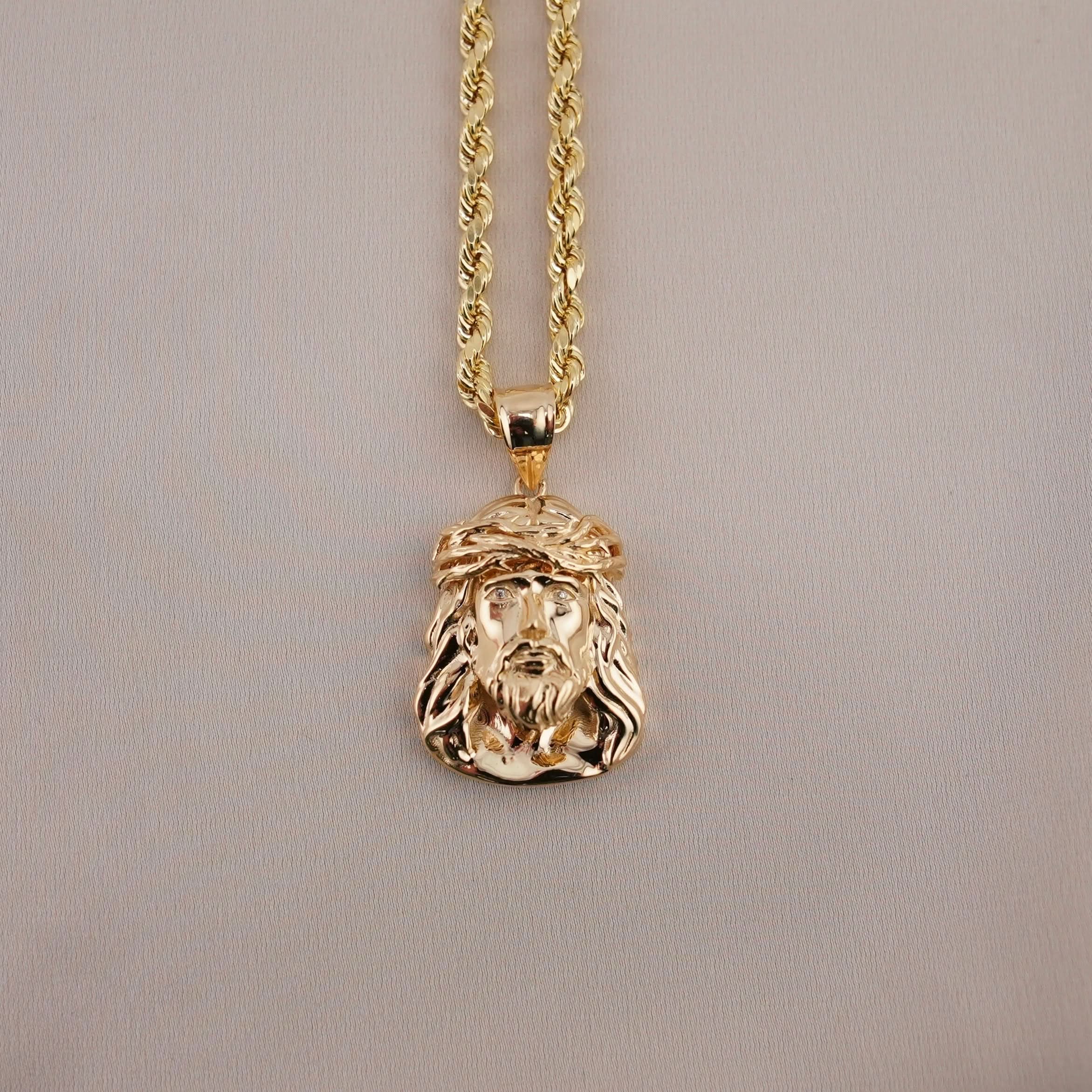 14k Gold Jesus Chain Set