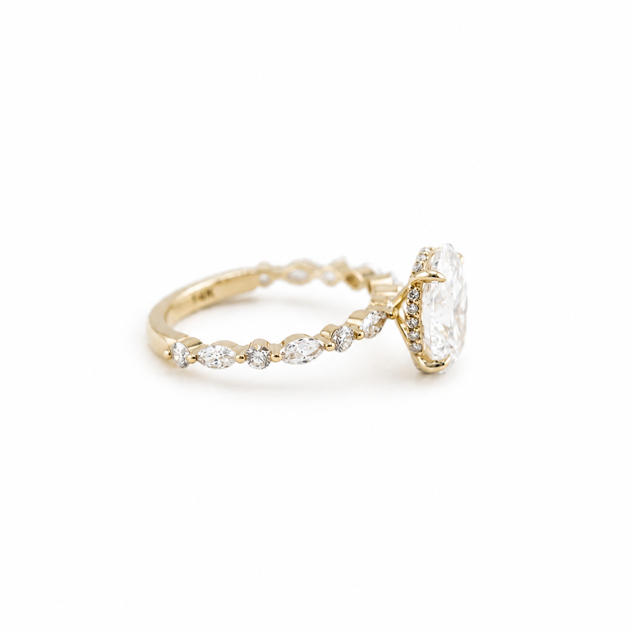 14k Gold Oval Lab Diamond Ring 2.55ct