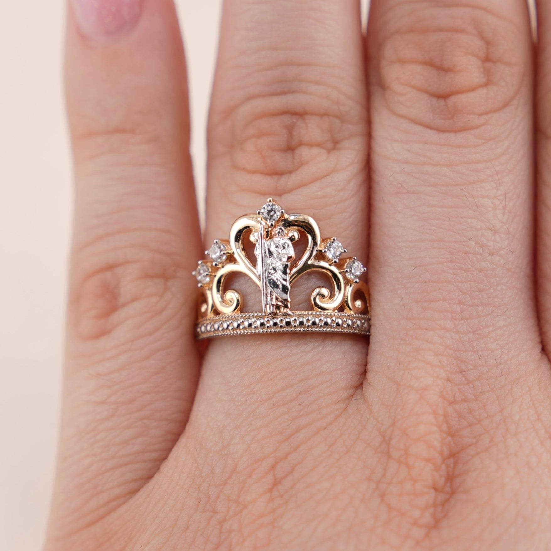 14k Gold San Judas Crown Ring