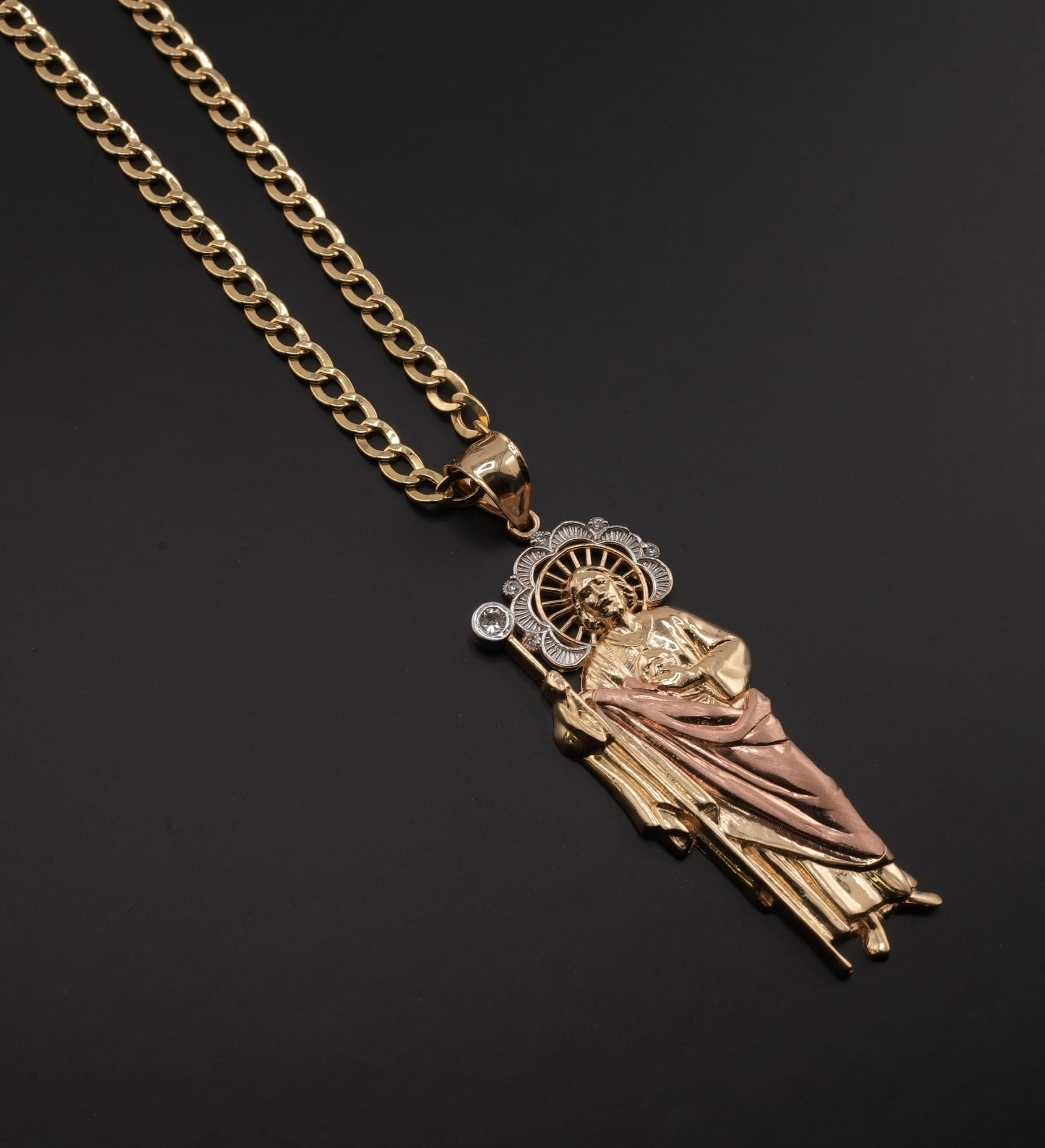 14K Gold Medium San Judas Chain Set