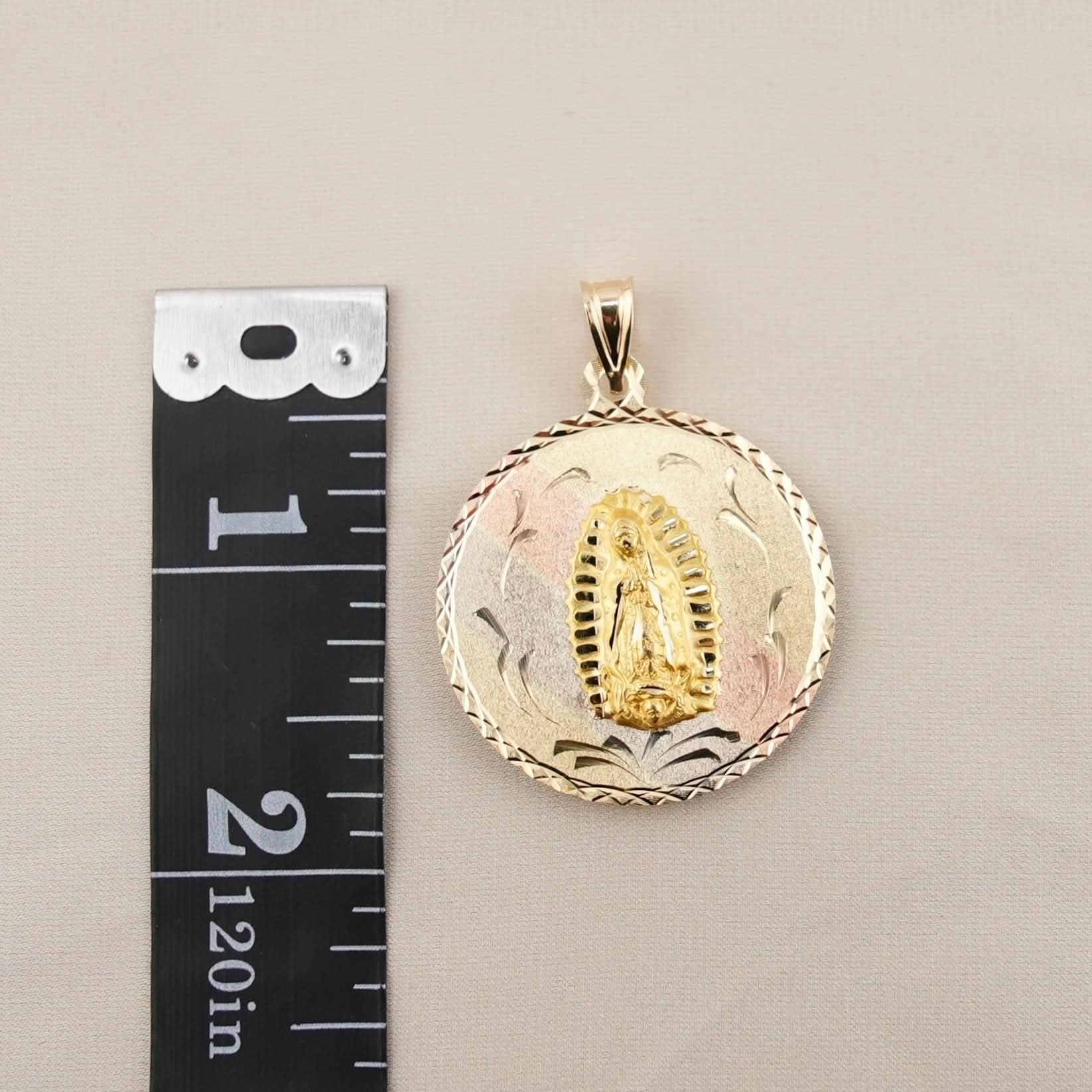 14k Gold Large Double-Sided Virgencita Pendant