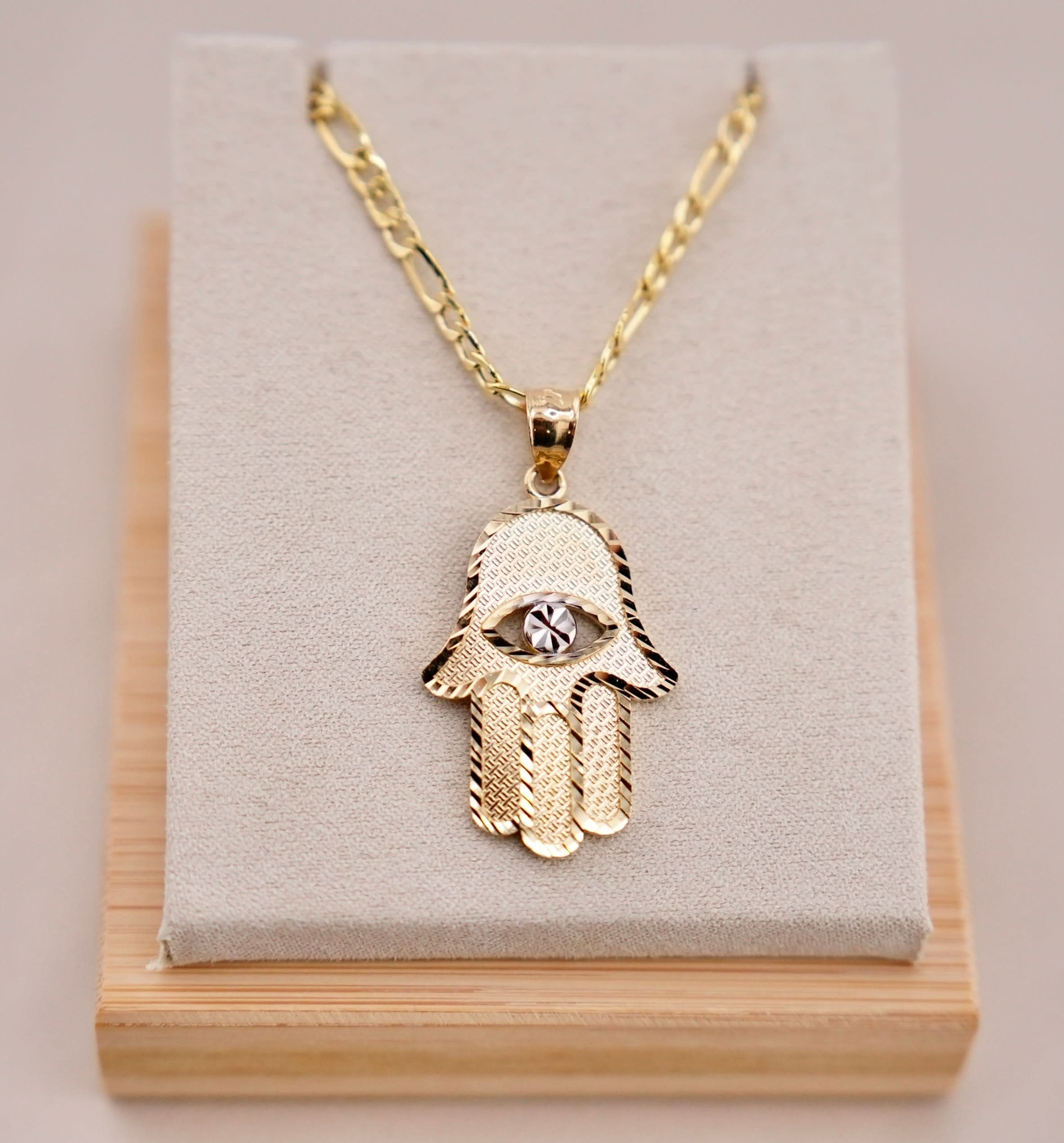Hamsa Rope Chain 14k Gold Large Hamsa Chain Set