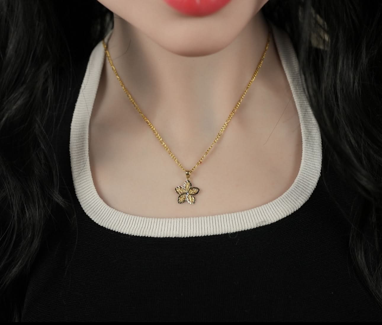 14k Gold Flower Chain Set