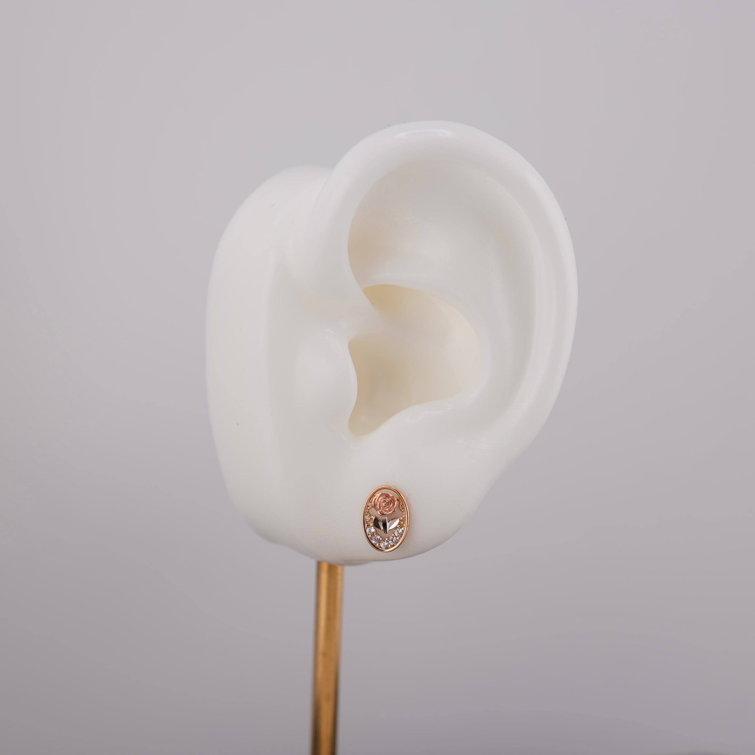 14k Gold Rose Earrings