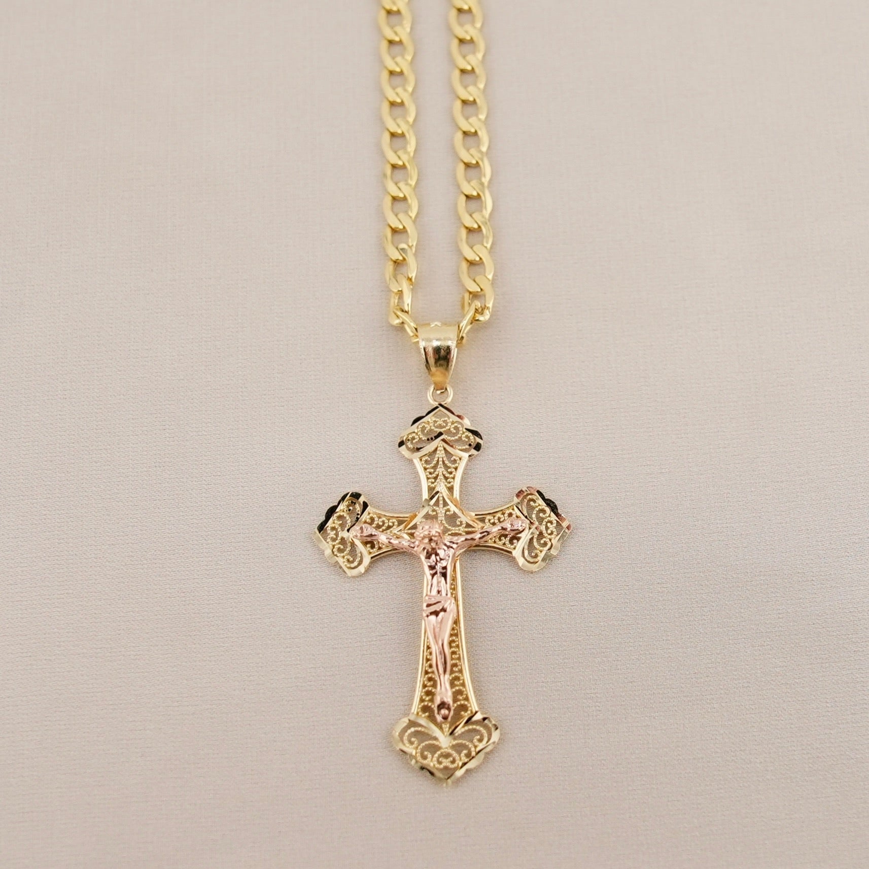14k Gold Cross Chain Set