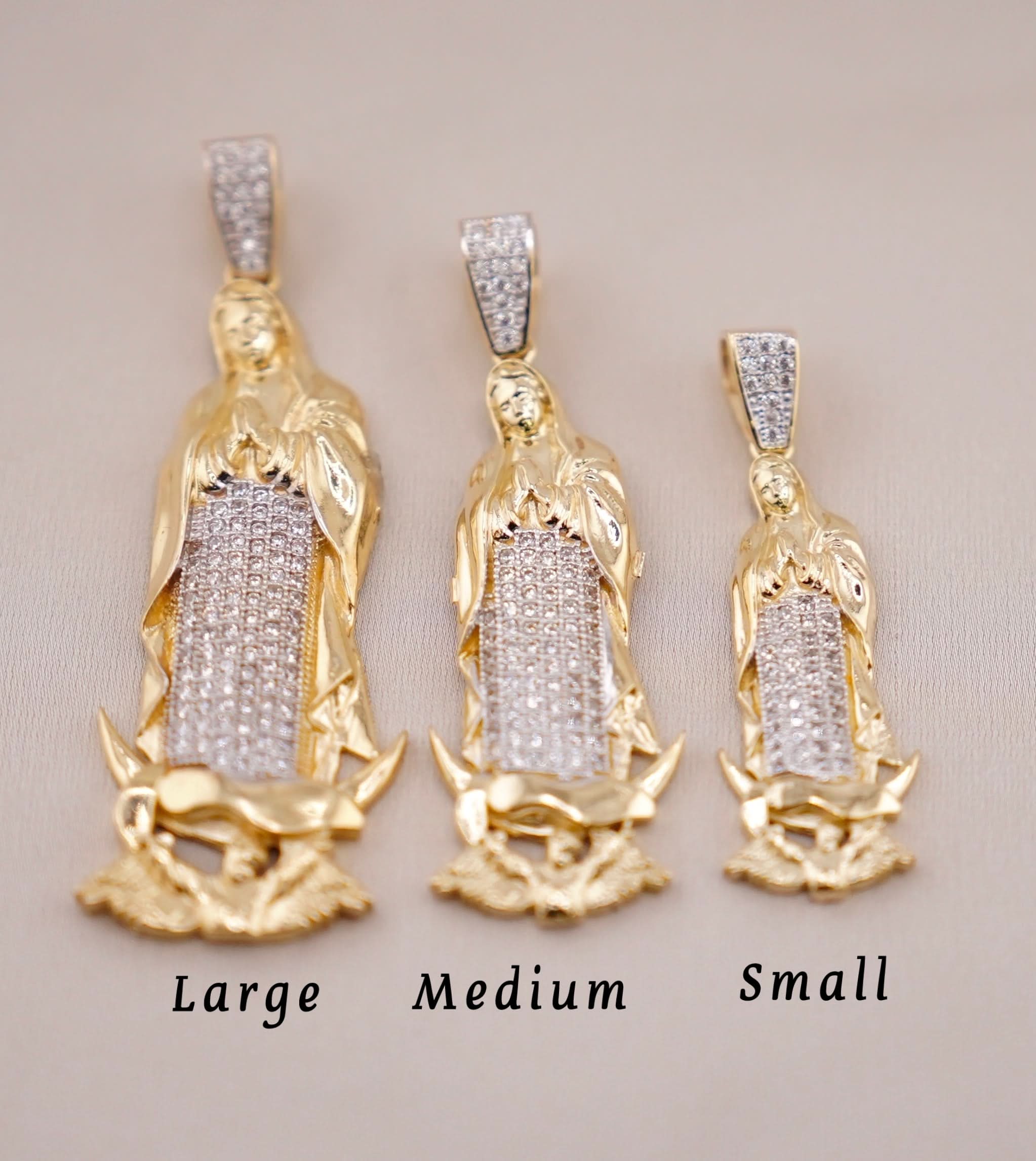 14k Gold Large Virgencita Chain Set