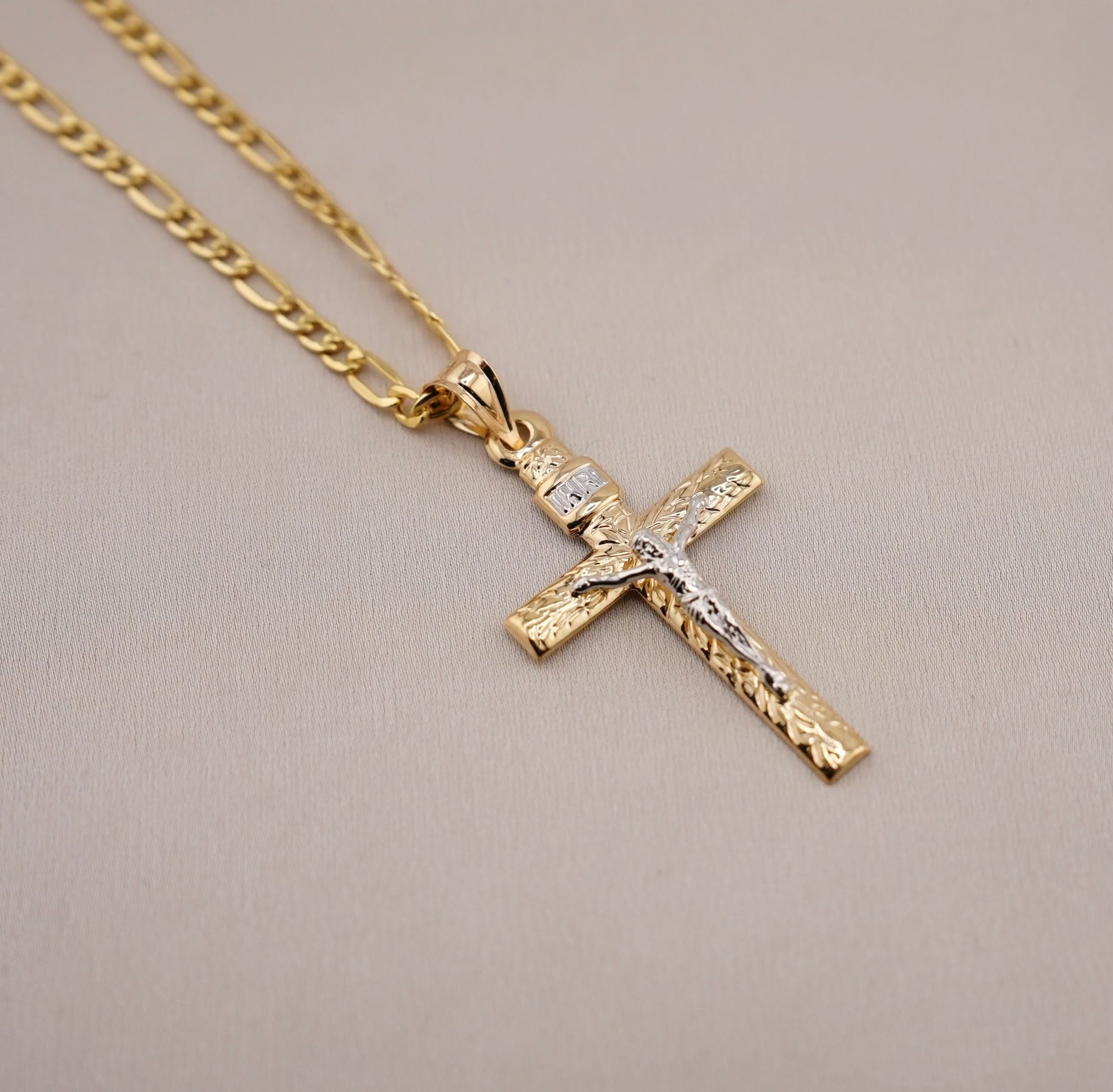 14k Gold Cross Chain Set