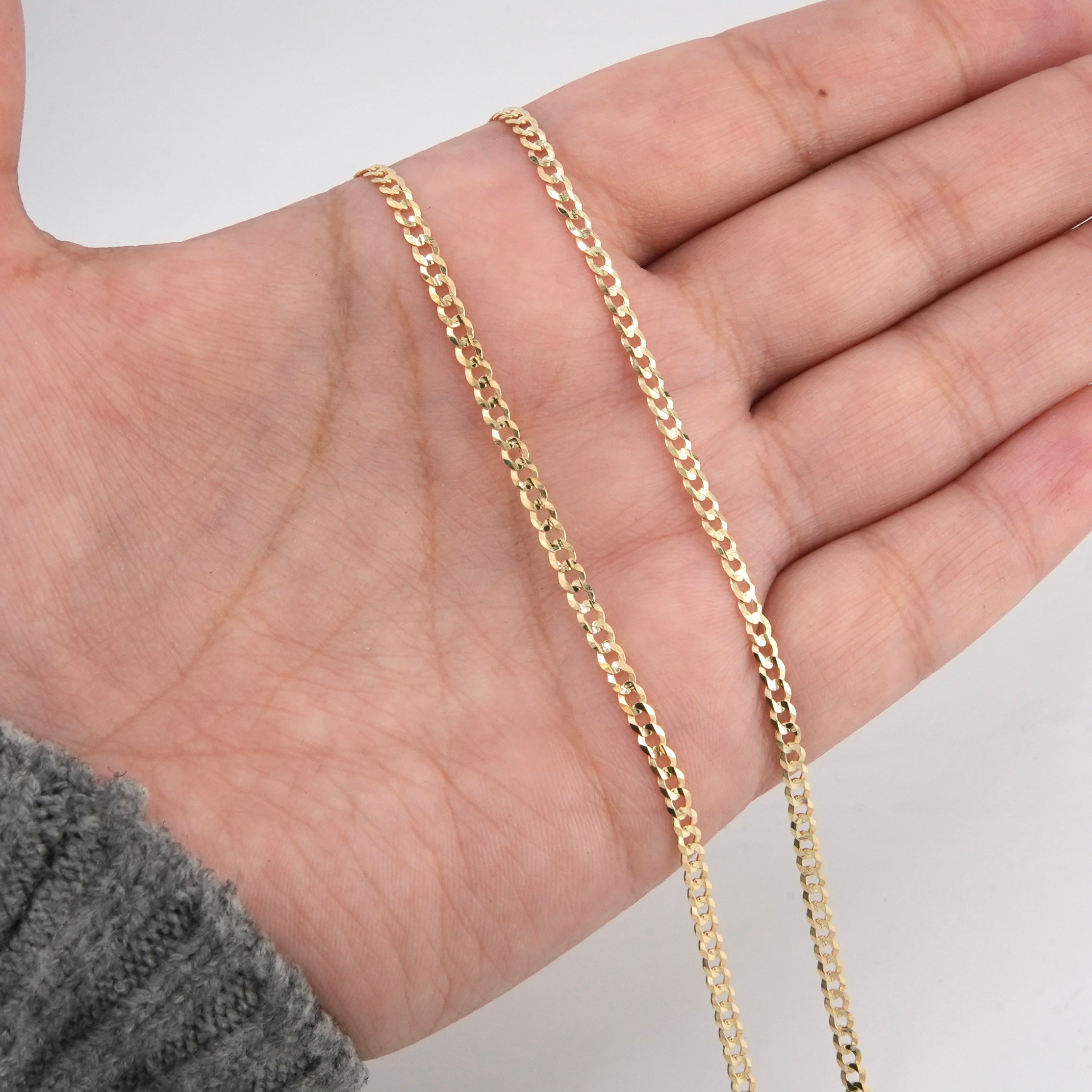 14k Gold Solid Curb Chain 2.5mm