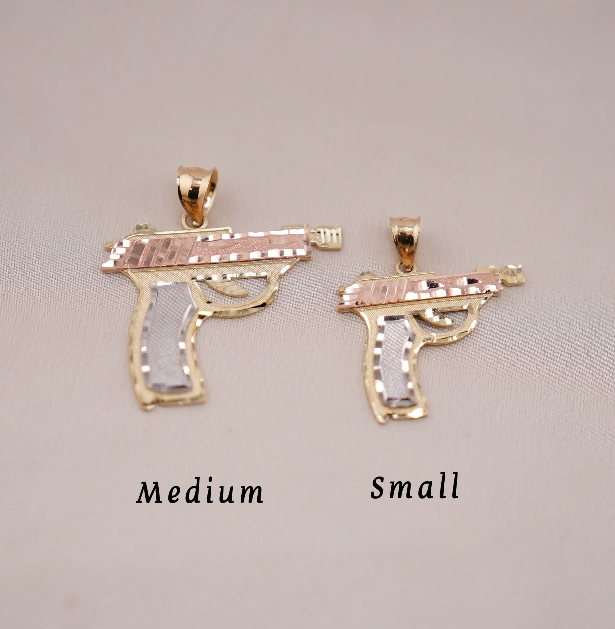 14k Gold Small Gun Pendant