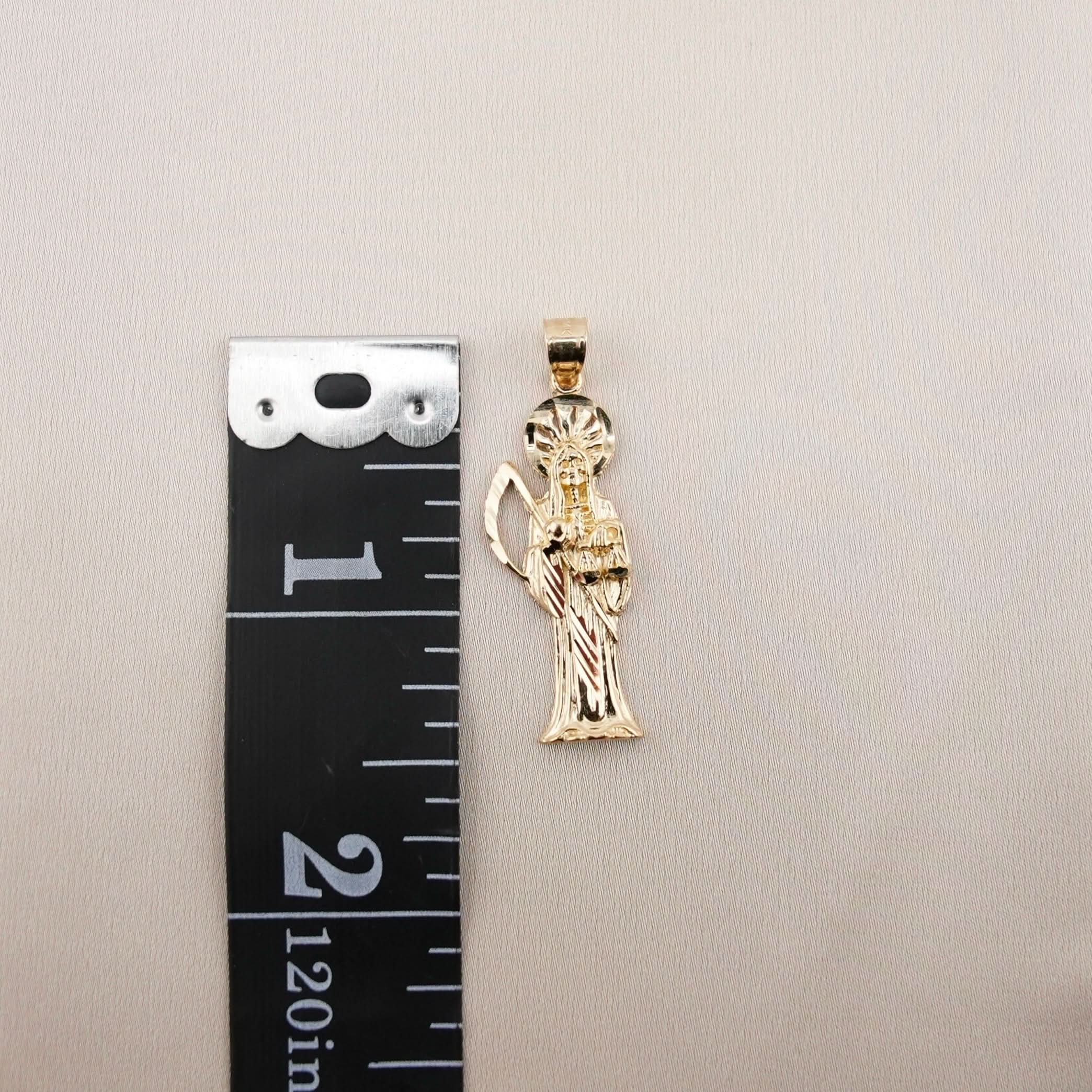 14k Gold Small Santa Muerte Pendant
