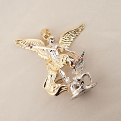 14k Gold Large Saint Michael Archangel Pendant
