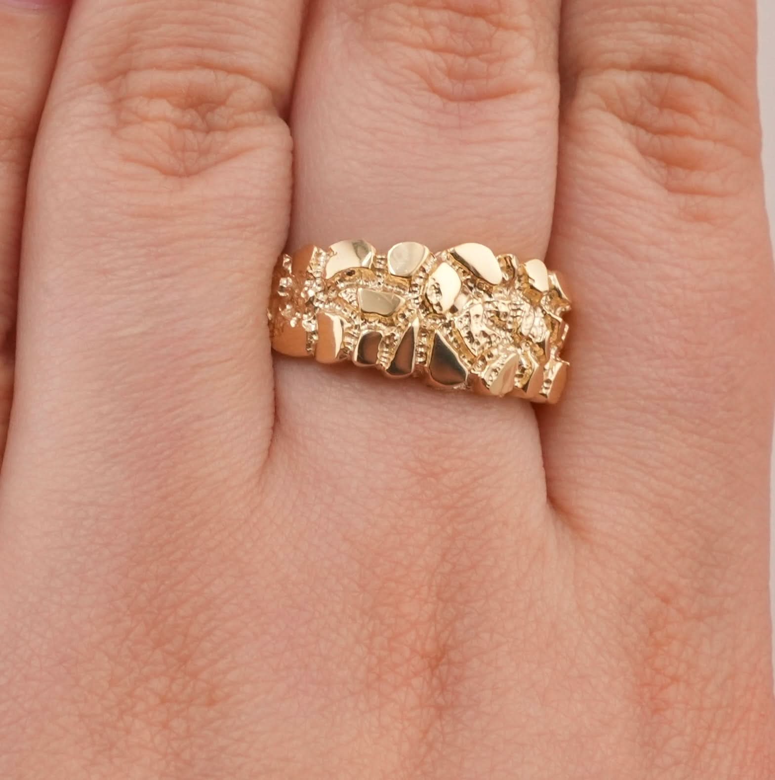 14K Gold Nugget Men's Ring