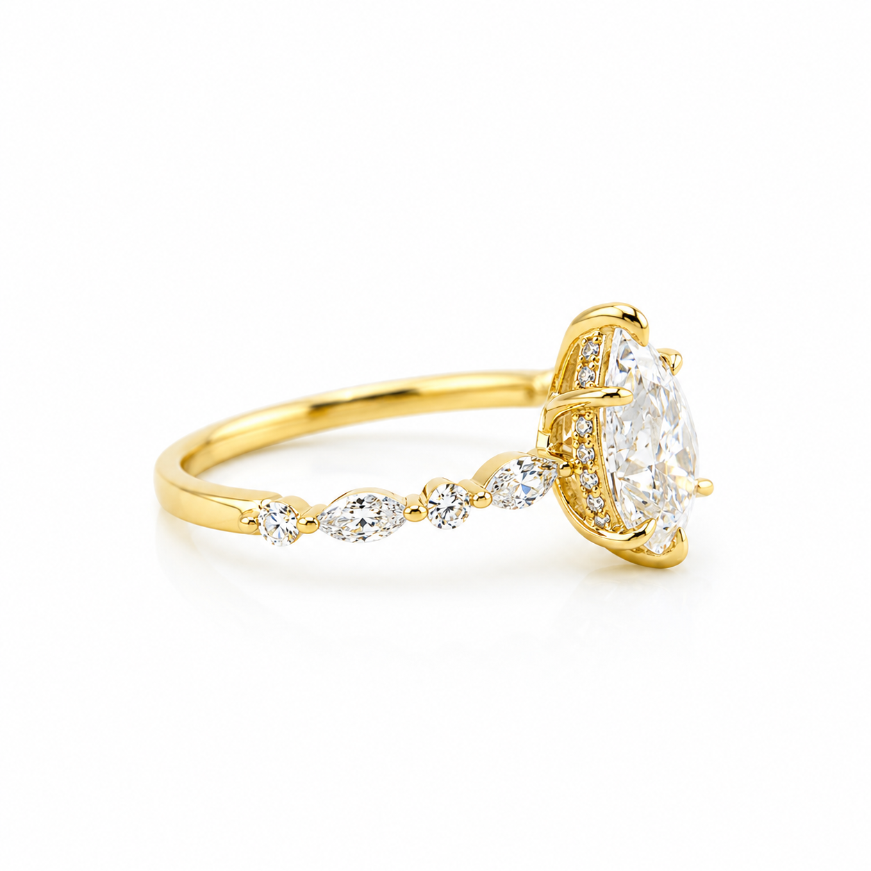 14k Gold Pear Lab Diamond Ring 2.02ct