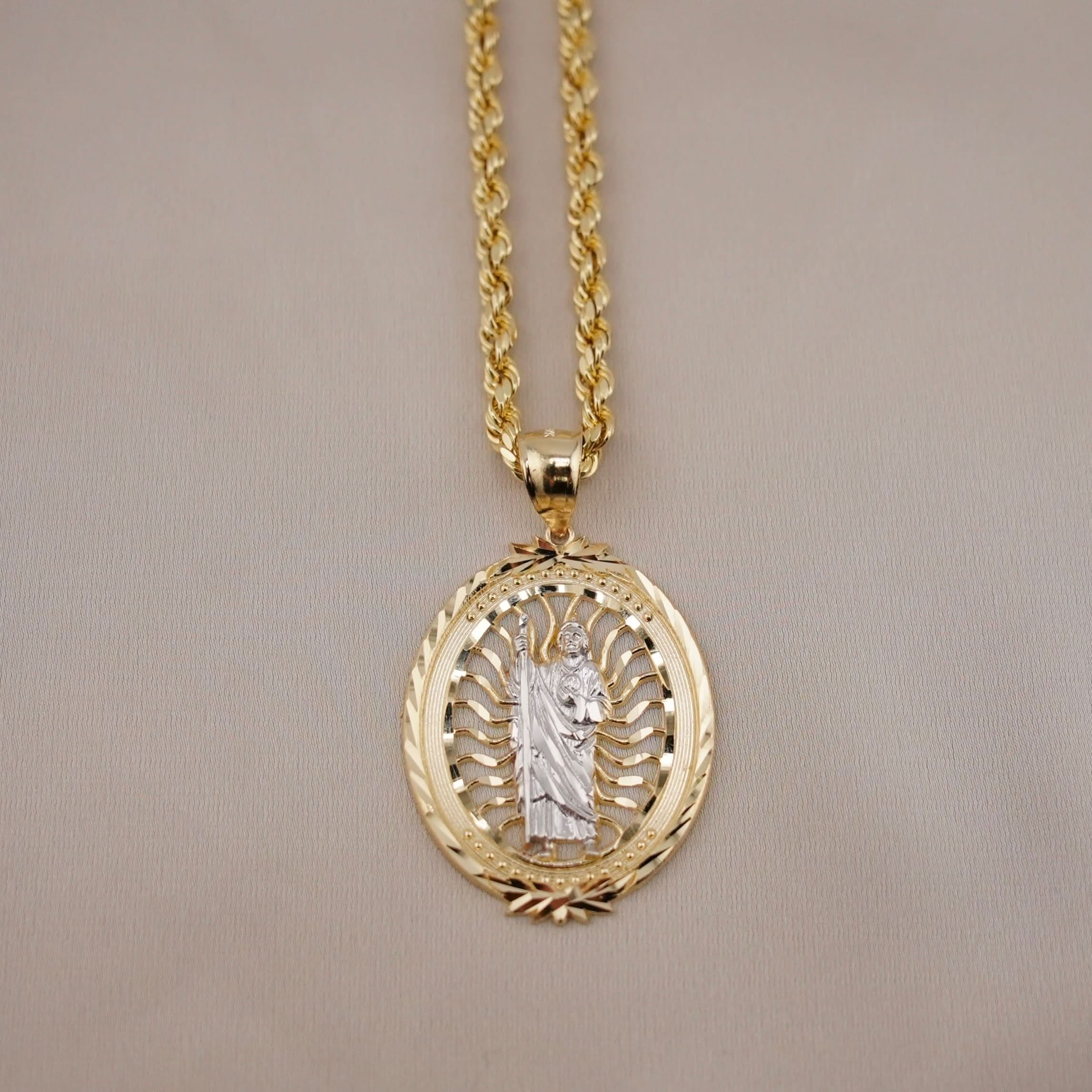 14k Gold San Judas Chain Set