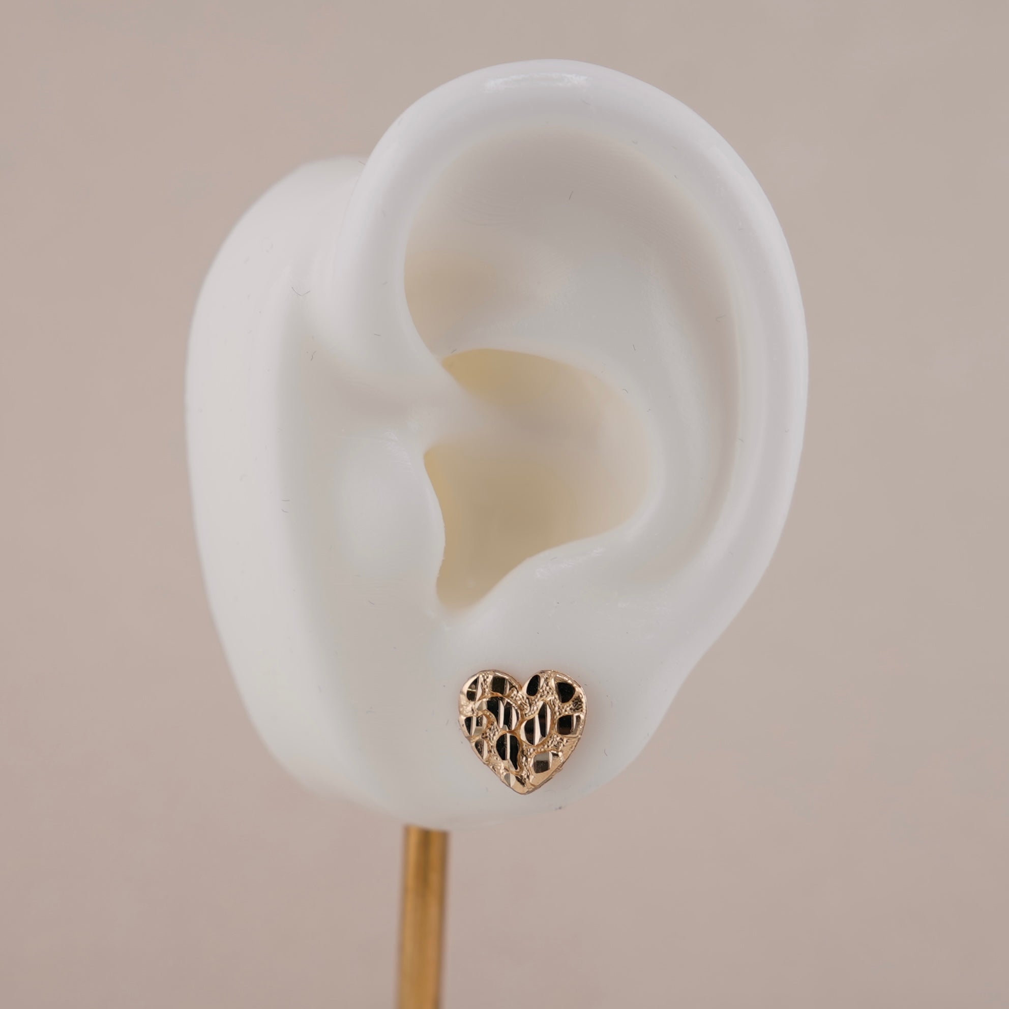 14k Gold Heart Nugget Earrings