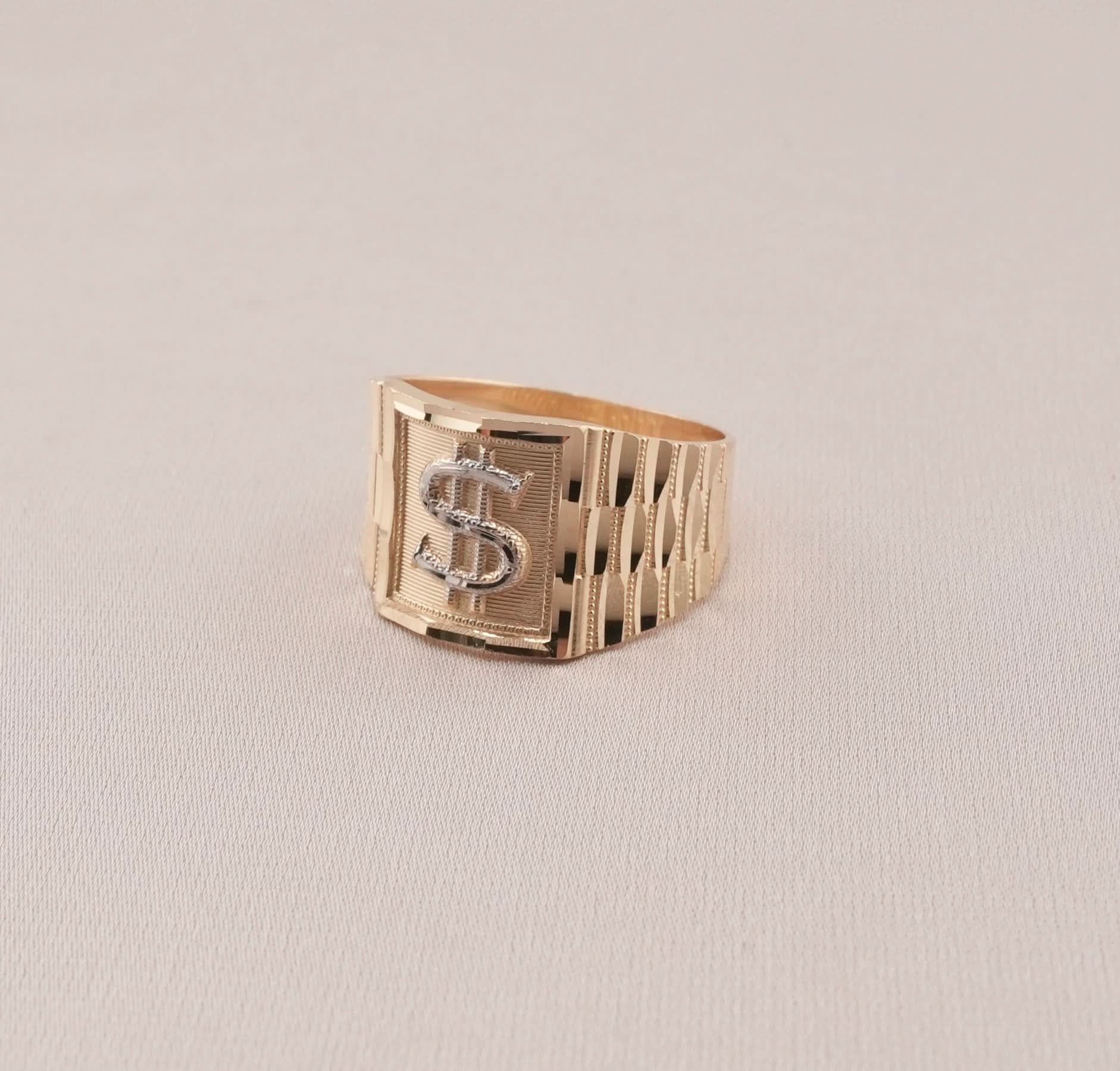 14K Gold Money Sign Men's Ring