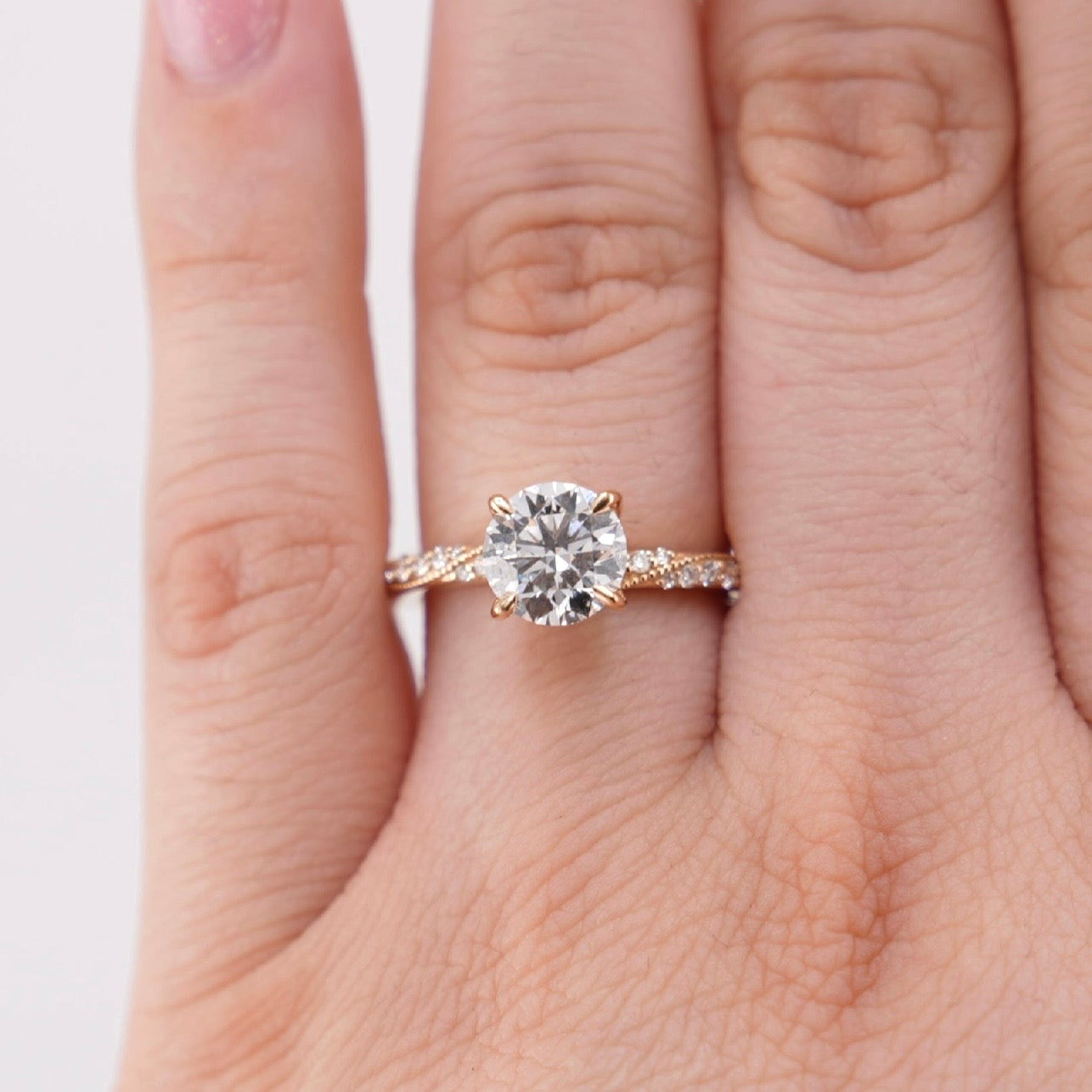 14k Gold Round Lab Diamond Ring 1.72ct