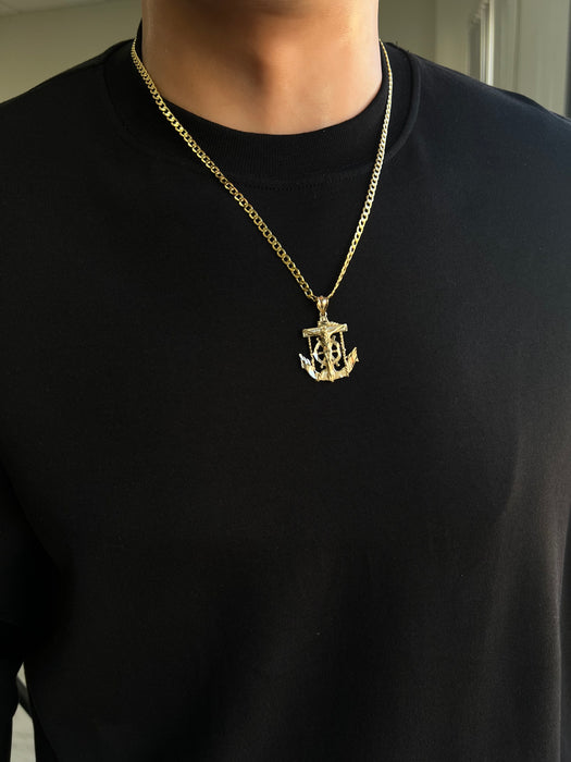 14k Gold Small Jesus Anchor P35-12