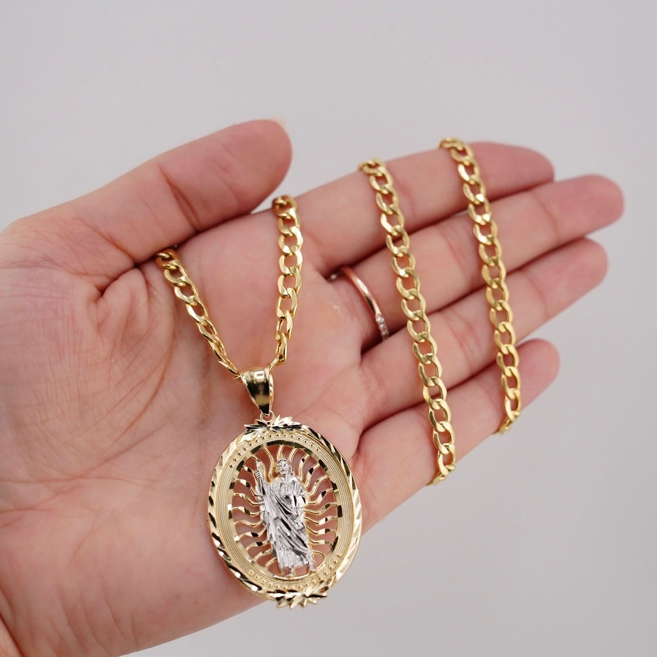 14k Gold San Judas Chain Set