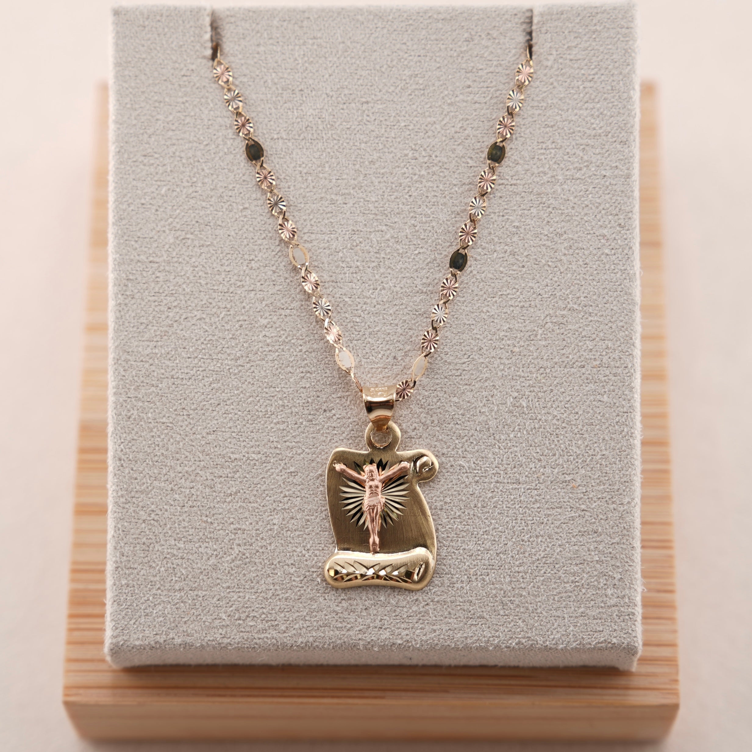 14k Gold Jesus Chain Set