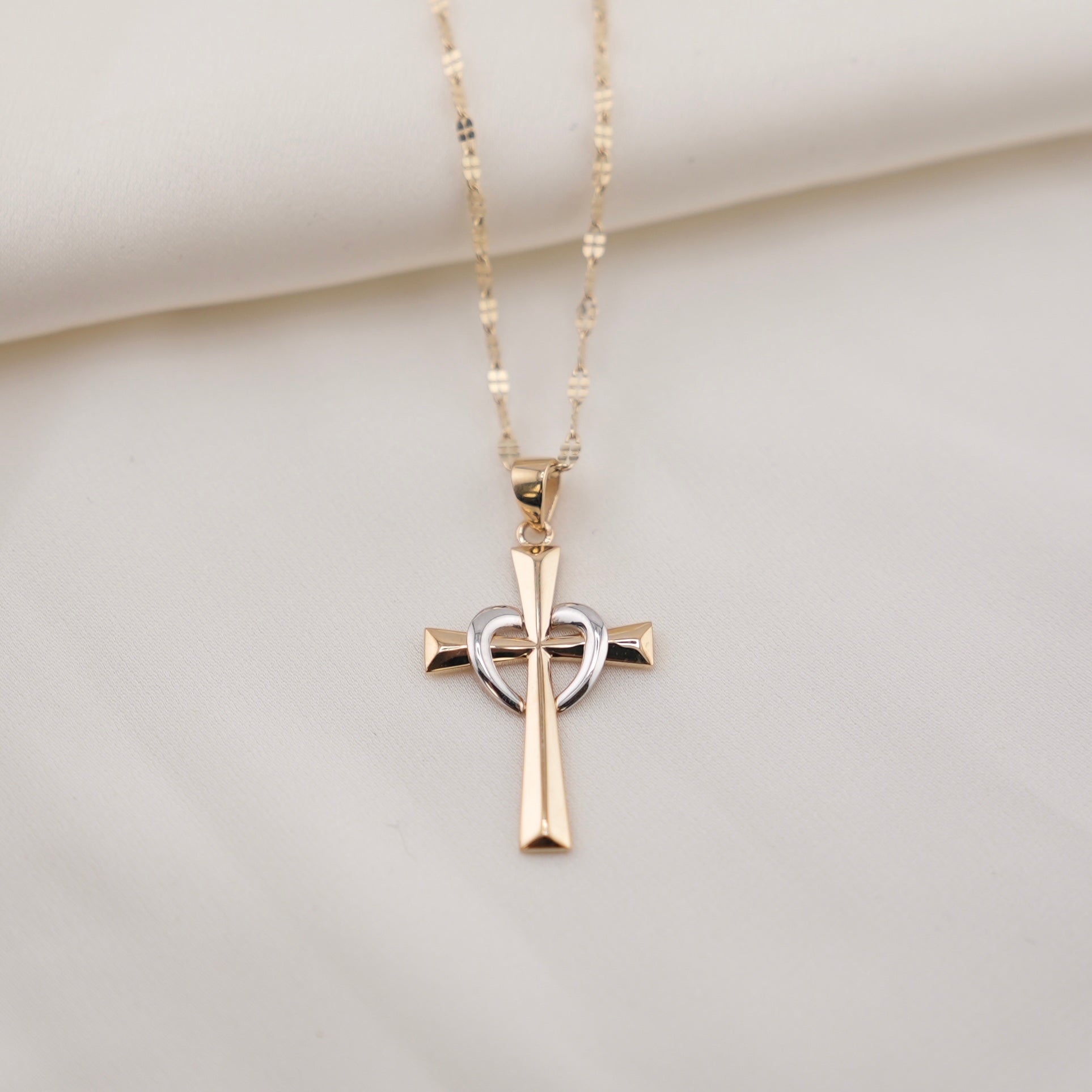 14k Gold Cross Chain Set