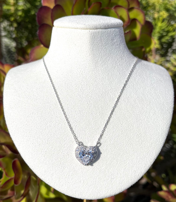 925 Silver Clear Heart Necklace