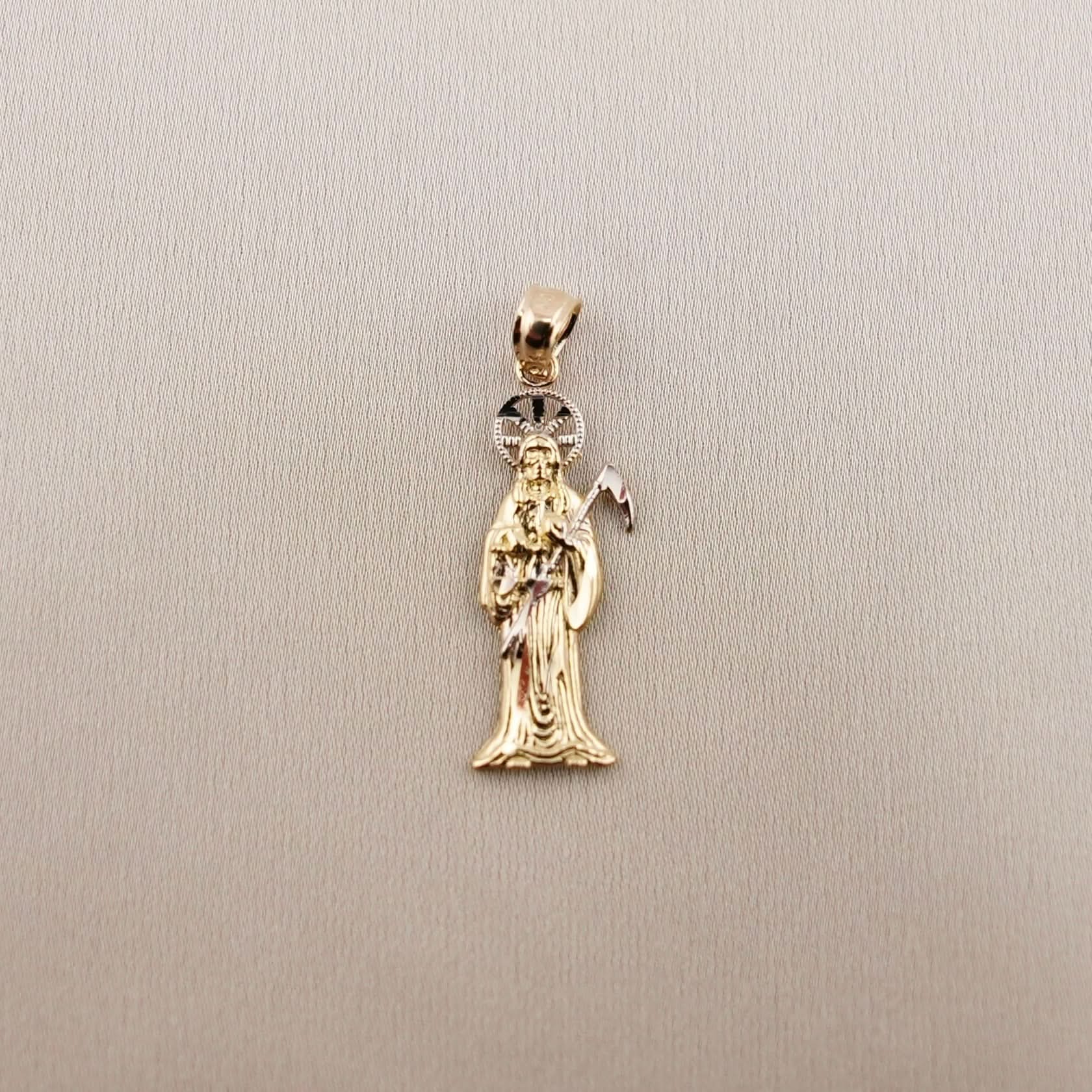 14k Gold Mini Santa Muerte Pendant
