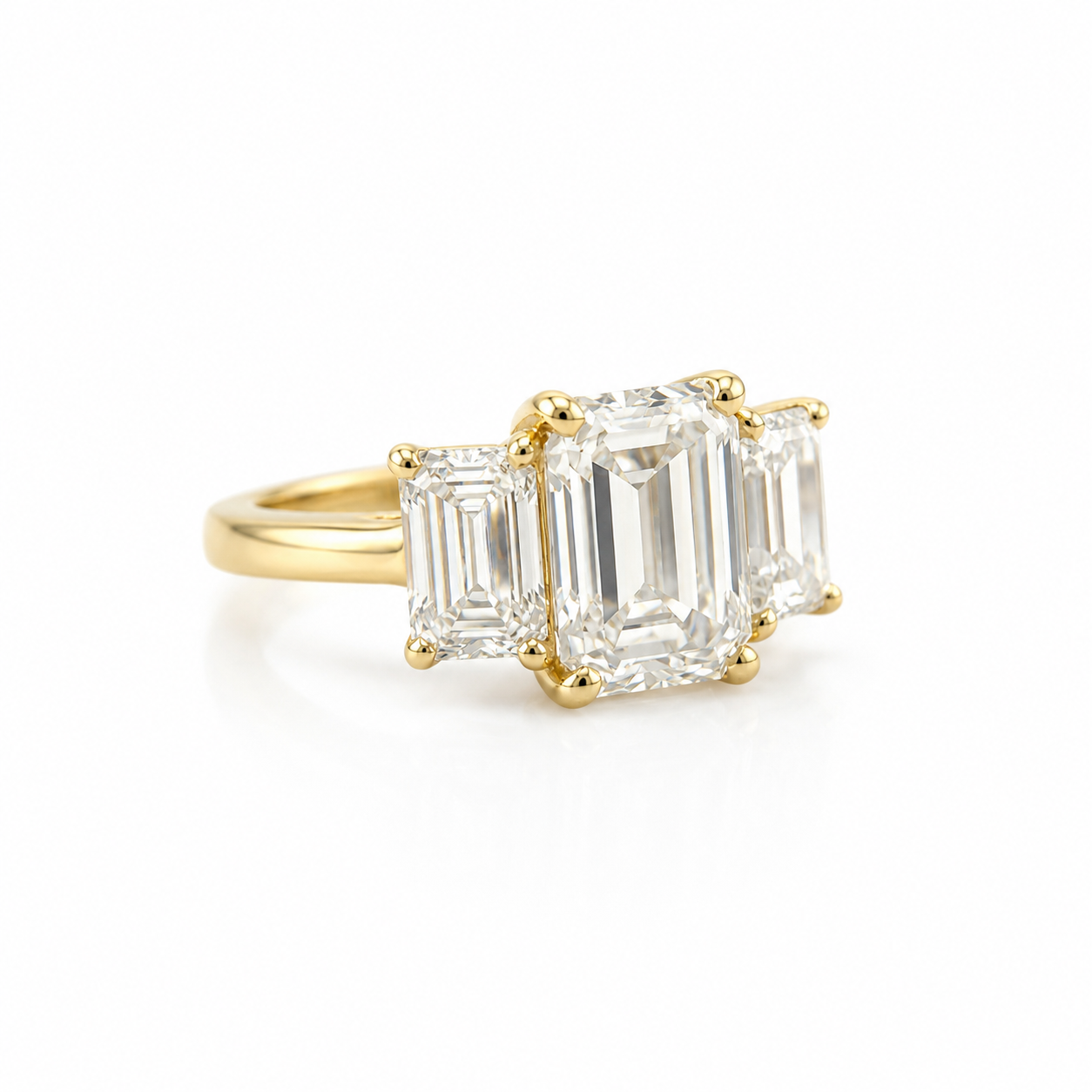 14k Gold Emerald Lab Diamond Ring 3.10ct