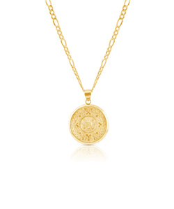 14k Gold Aztec Calendar Chain Set
